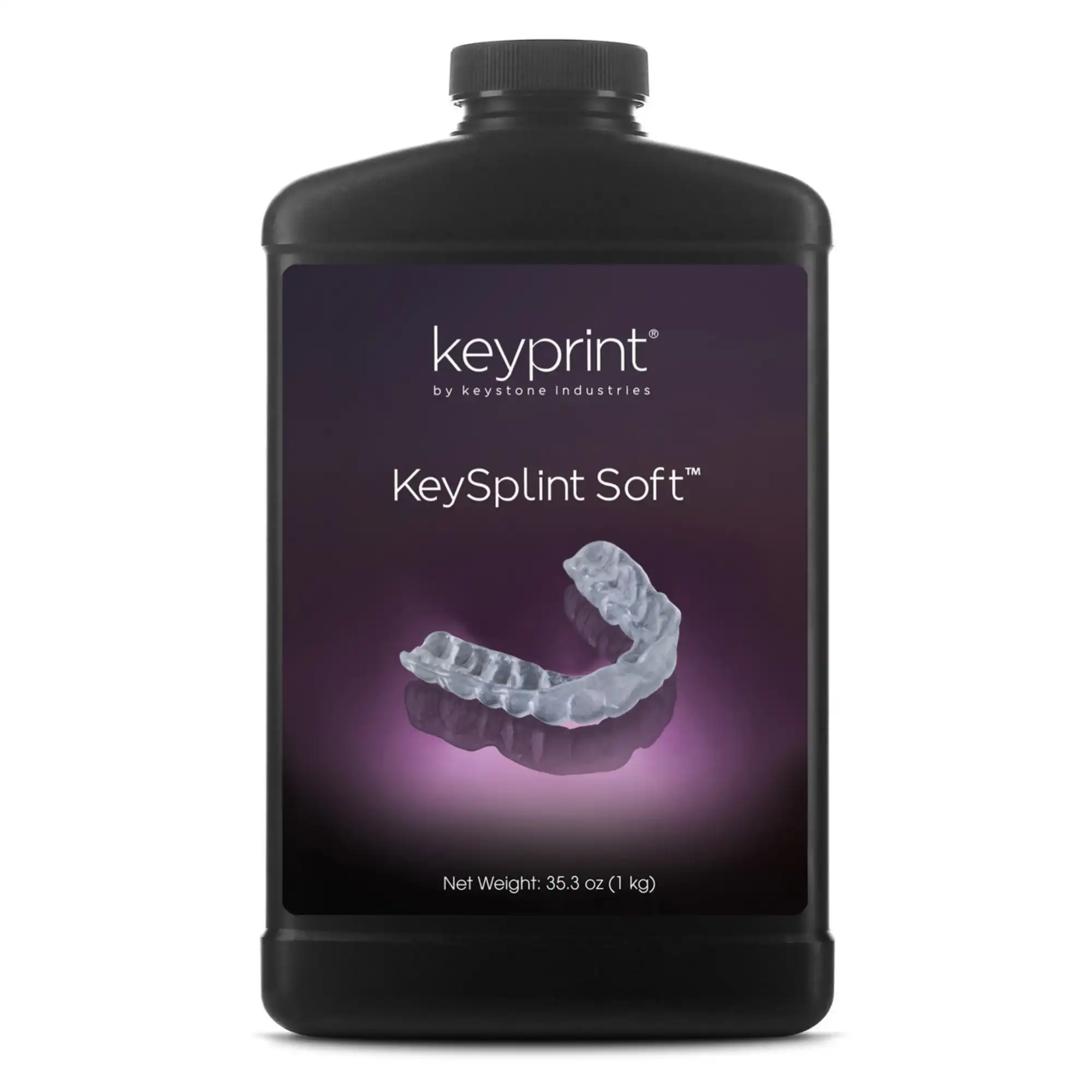 KeyPrint KeySplint Soft 3D Printing Resin, Light Violet, Translucent, 1 kg Bottle, 4220005
