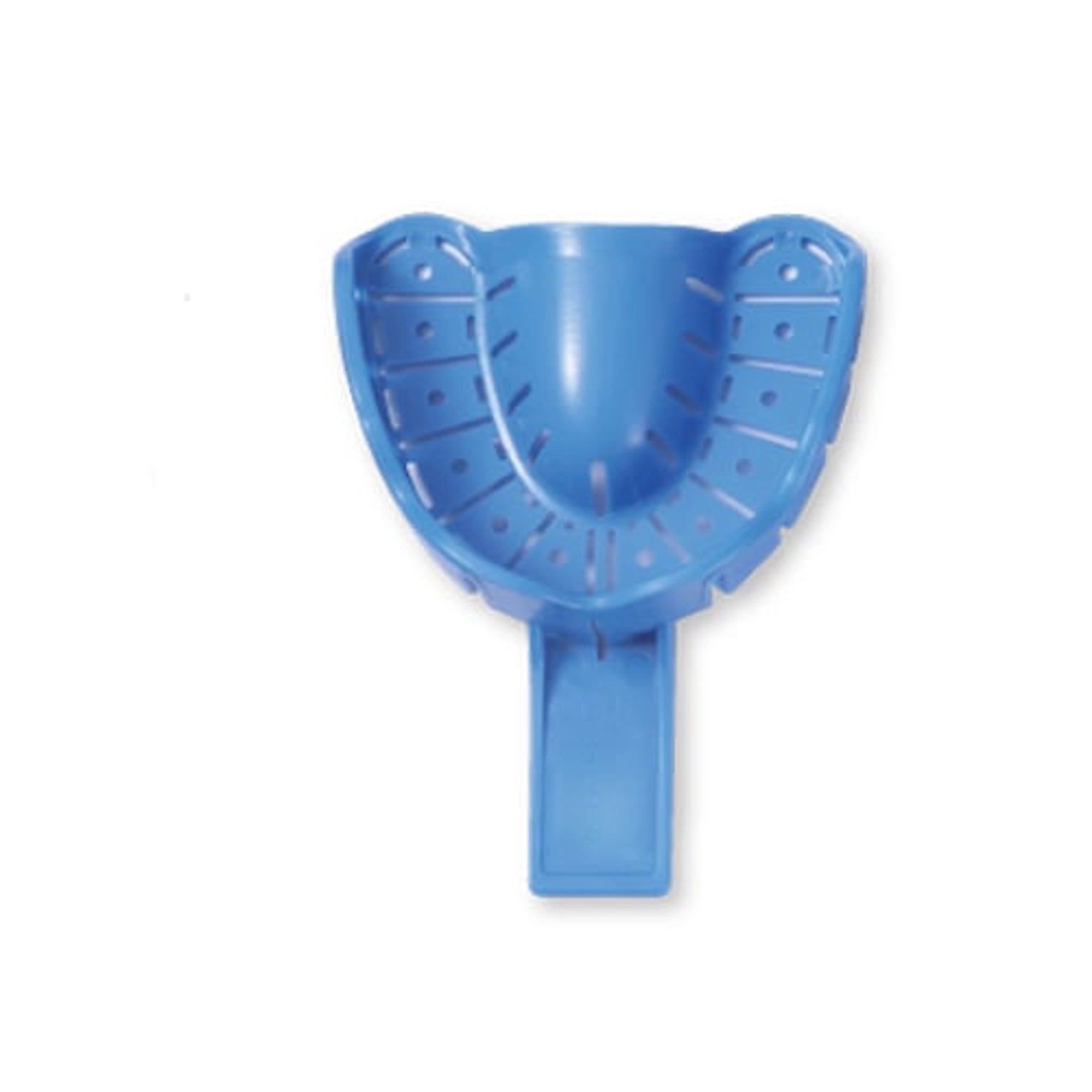 Premium Plus #3 Medium Upper Full-Arch Perforated Plastic Disposable Impression Trays With Rim, Blue, 100/Box