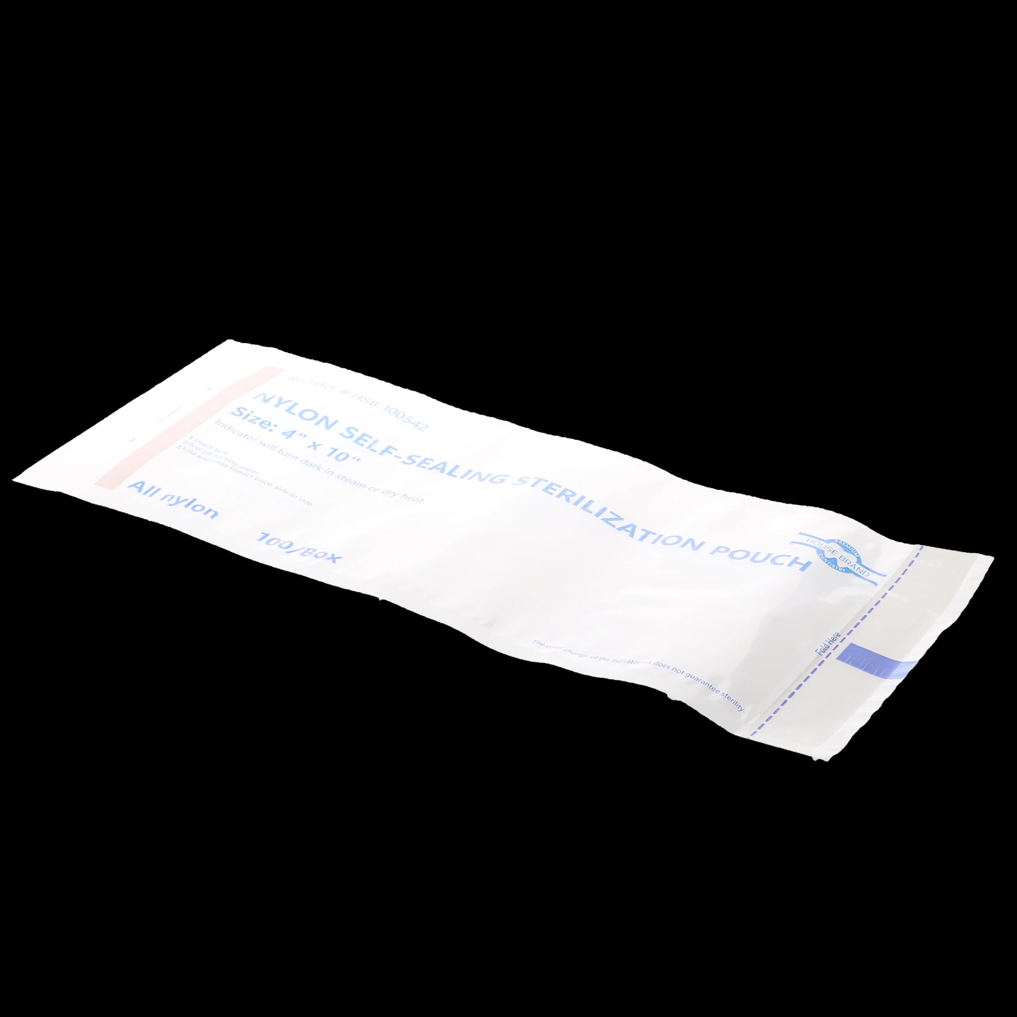 Self-Sealing Sterilization Pouch, Nylon, 4" x 10", 100/Box, 100542
