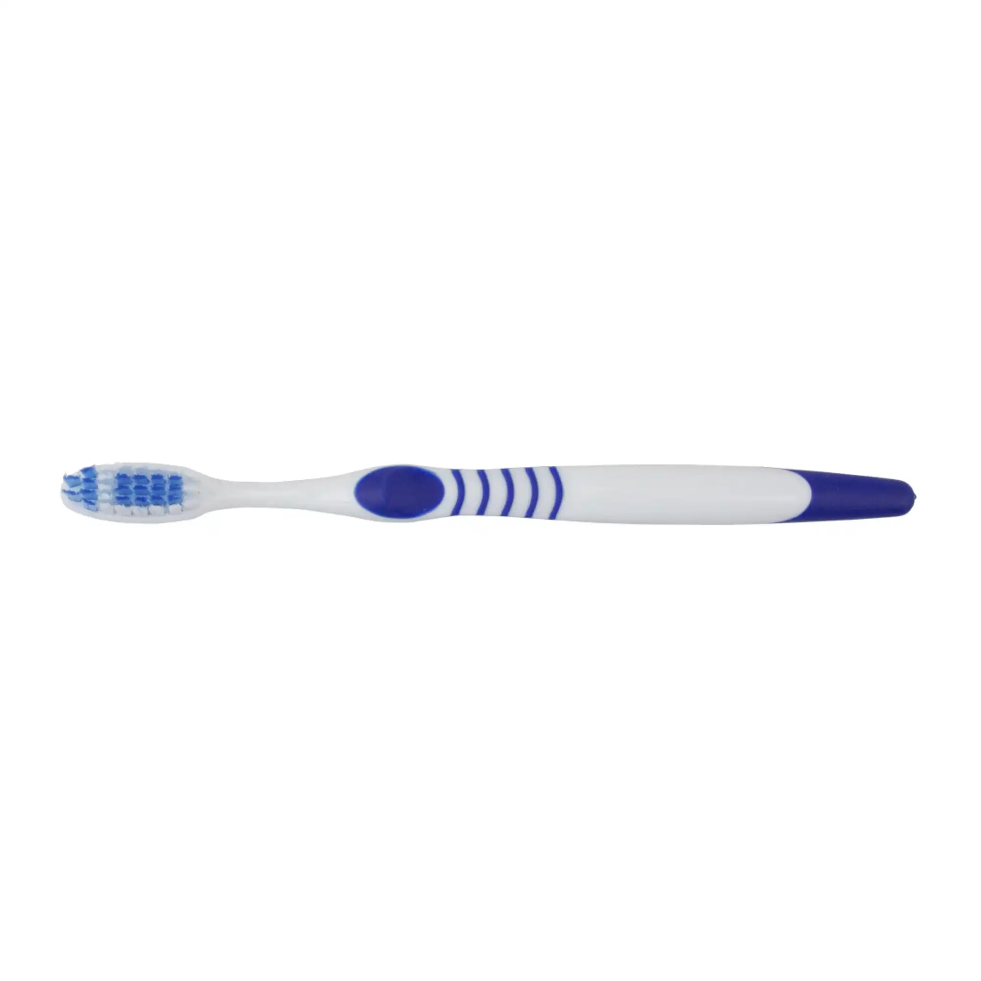 Plak Smacker E-Delux Toothbrush, Soft Bristles, Rubber Grip, White Handle, Assorted Grip Colors (Blue, Pink, Yellow, Purple), 144/Bx