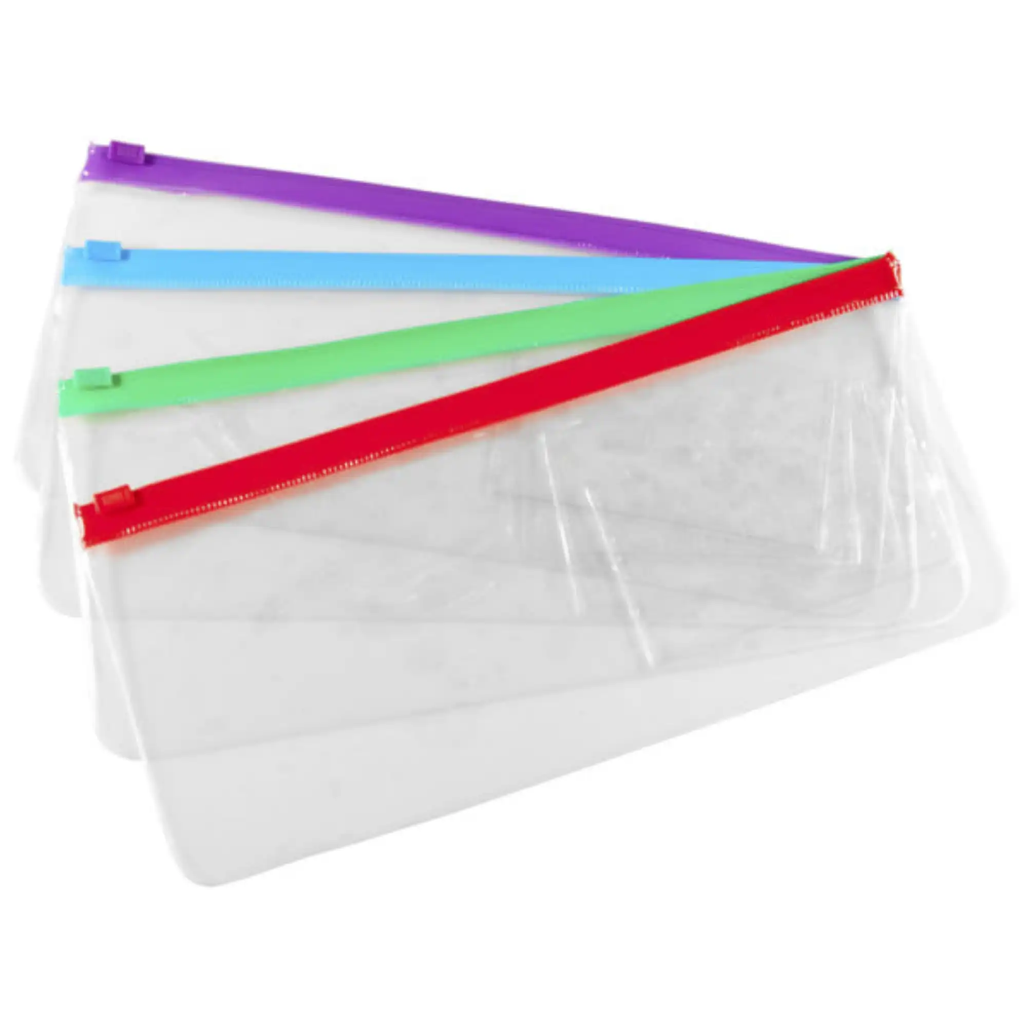 Plak Smacker Clear Bag with Colored Zipper, Assorted Colors, 48 Count