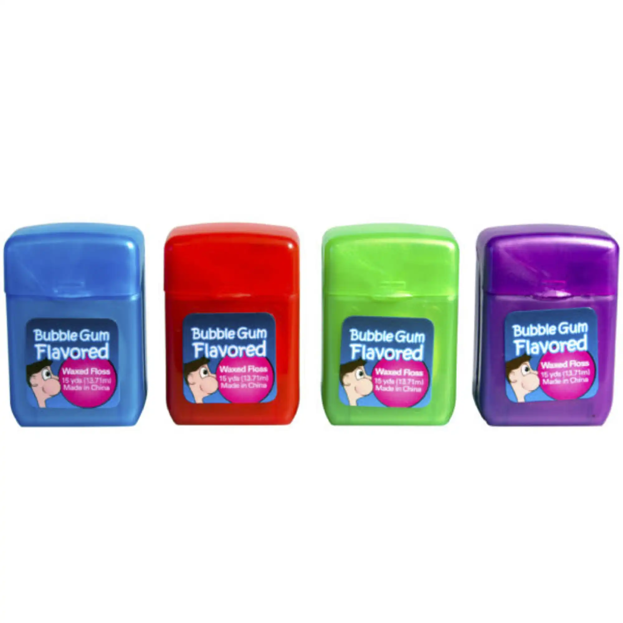 Plak Smacker Bubblegum Flavored Dental Floss, 15 Yards, Assorted Colors (Blue, Red, Green, Purple), 144 Ct