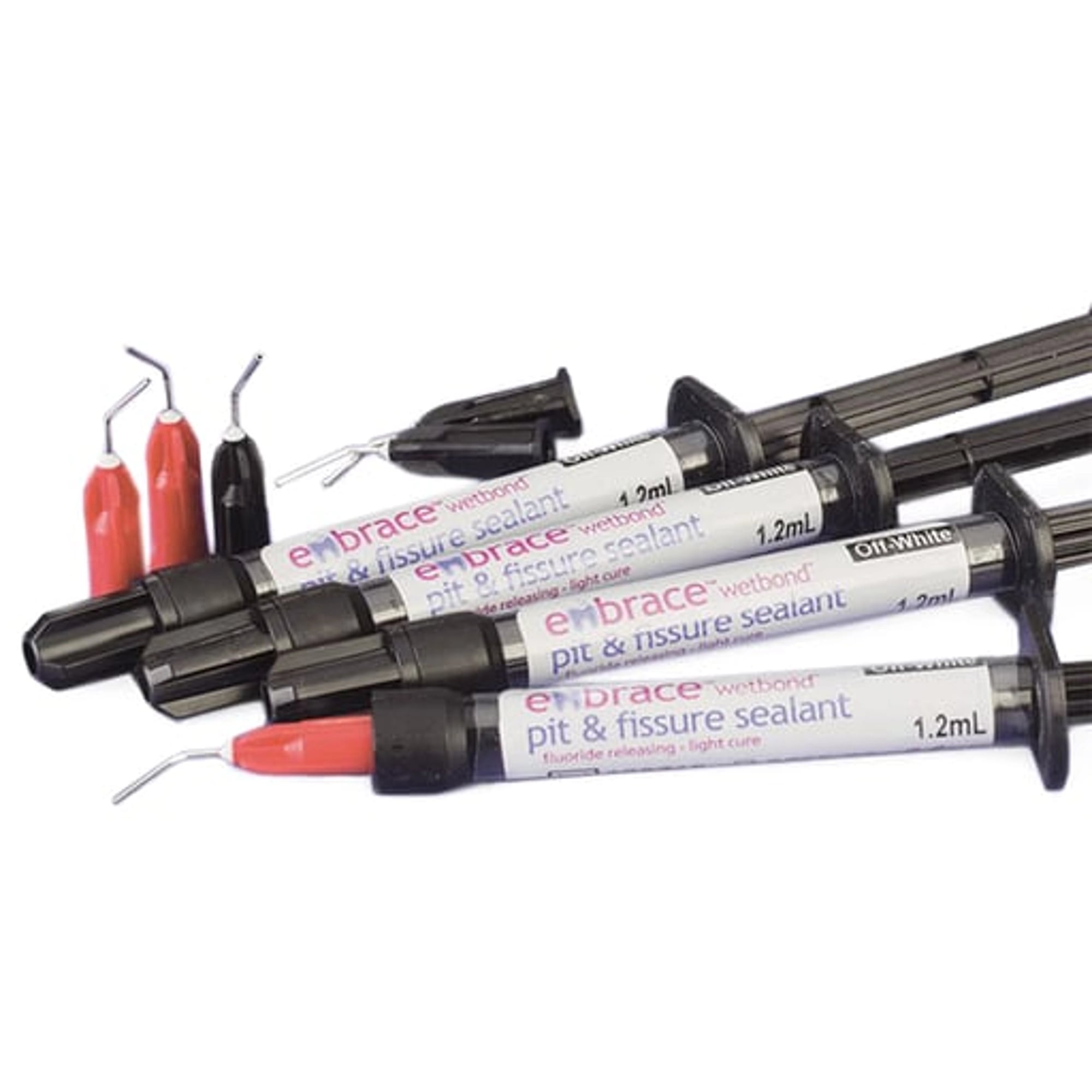 Embrace WetBond Low Fill Pit & Fissure Sealant Kit, Off-White, 4 x 1.2 mL Syringes + 20 Applicator Tips, EMSWLFSK