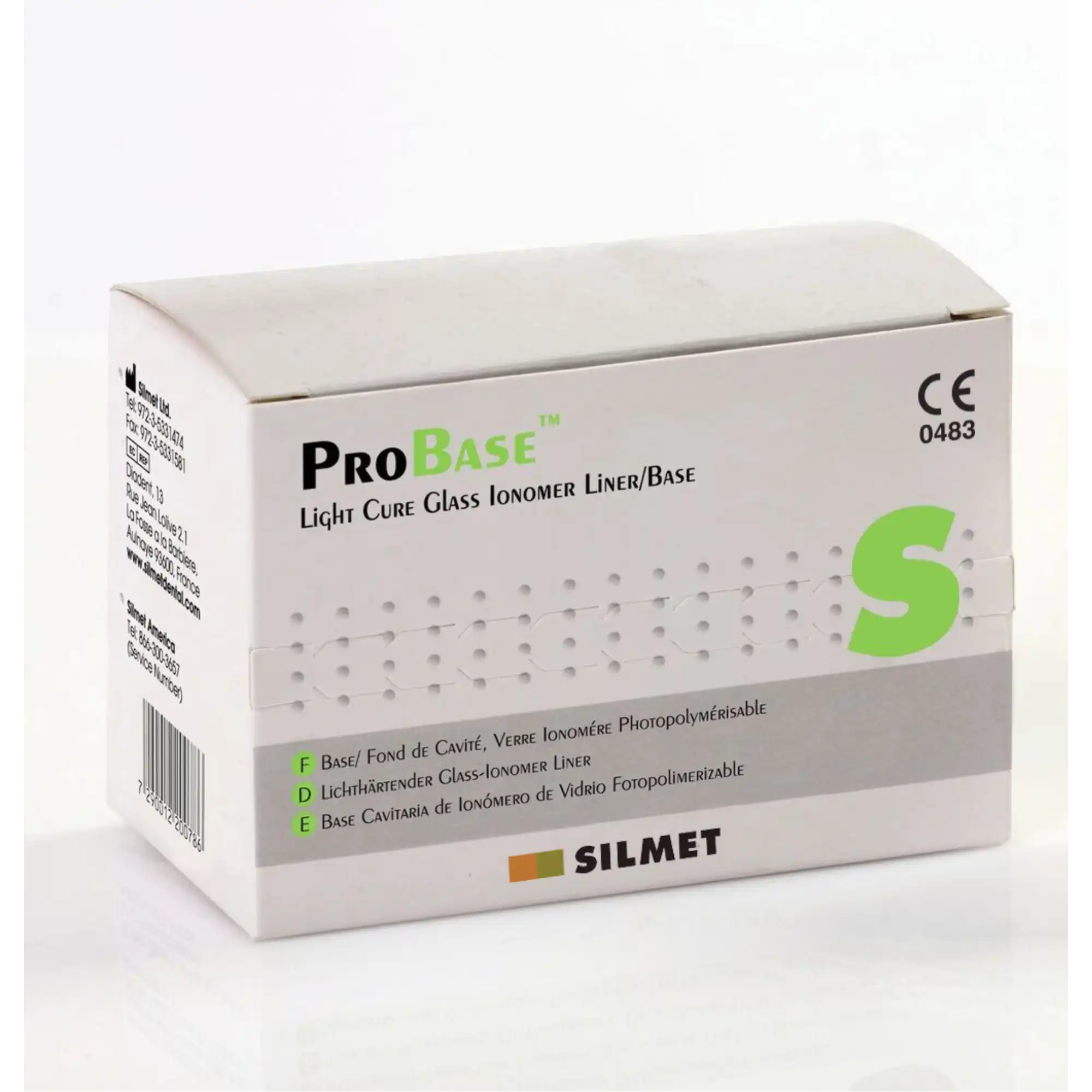 Silmet ProBase LC Light Cure Glass Ionomer Liner/Base Kit, 15g Powder & 9mL Liquid, Ref 170001