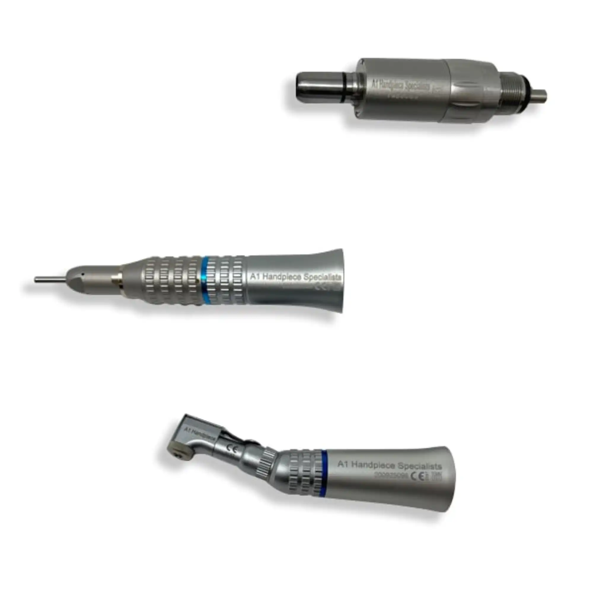 A1 Handpiece Specialists YES20K Premium Mini Air Motor Set, 20,000 RPM, 4-Hole E-Type, Includes 1:1 E-Type Contra Angle and Straight Nosecone with Lever Ball Bearing Latch Head