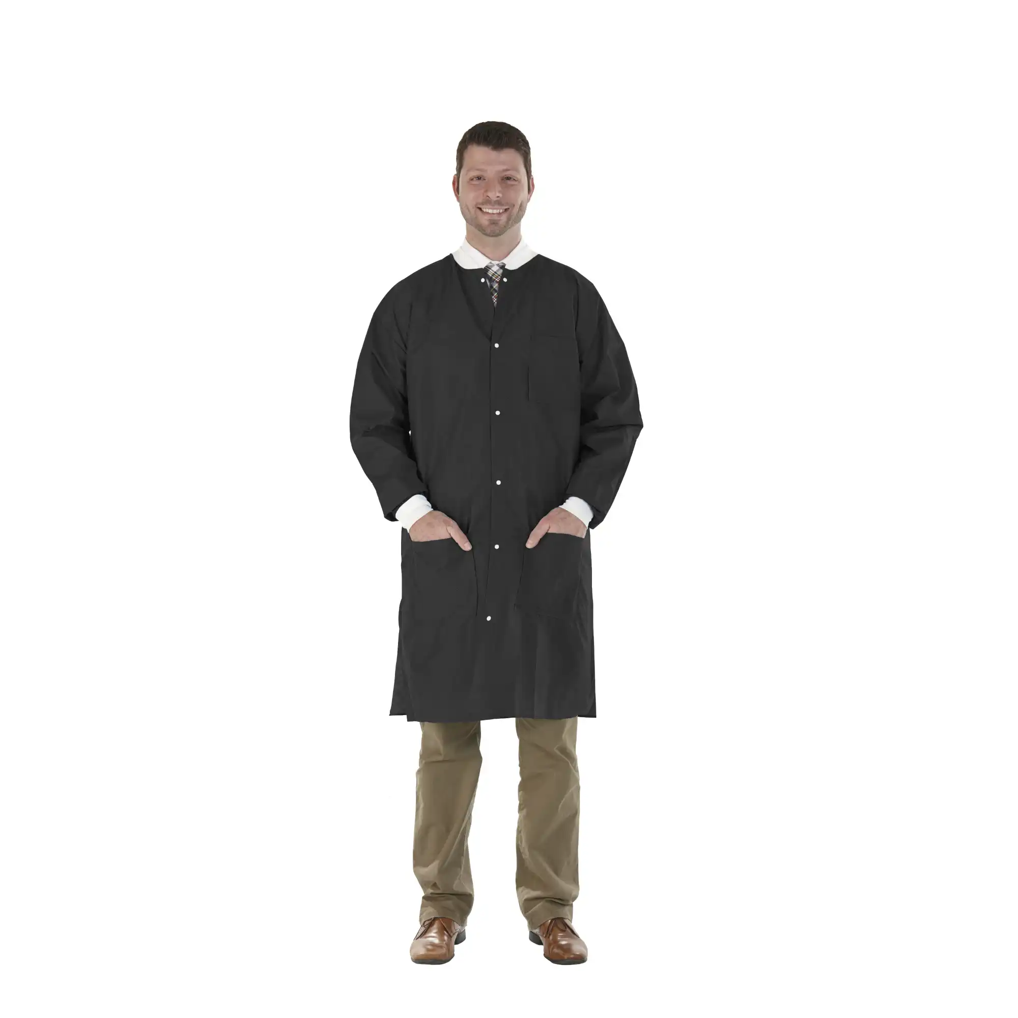 Medicom SafeWear High Performance Lab Coat, Medium, Jet Black, 12/Pk, 8119-B