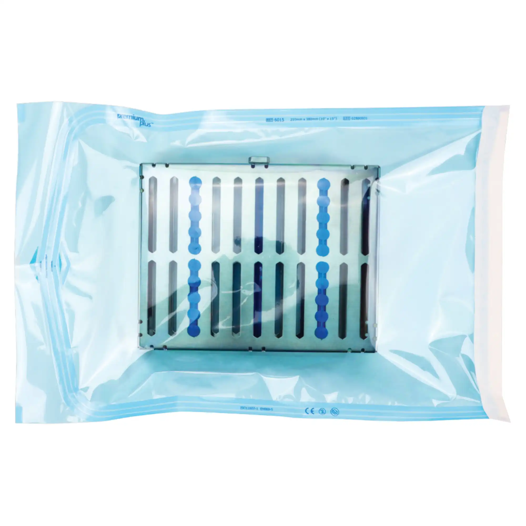 Premium Plus Self-Sealing Sterilization Pouch, 10" x 15", with External & Internal Indicators, 100/Box, 6015