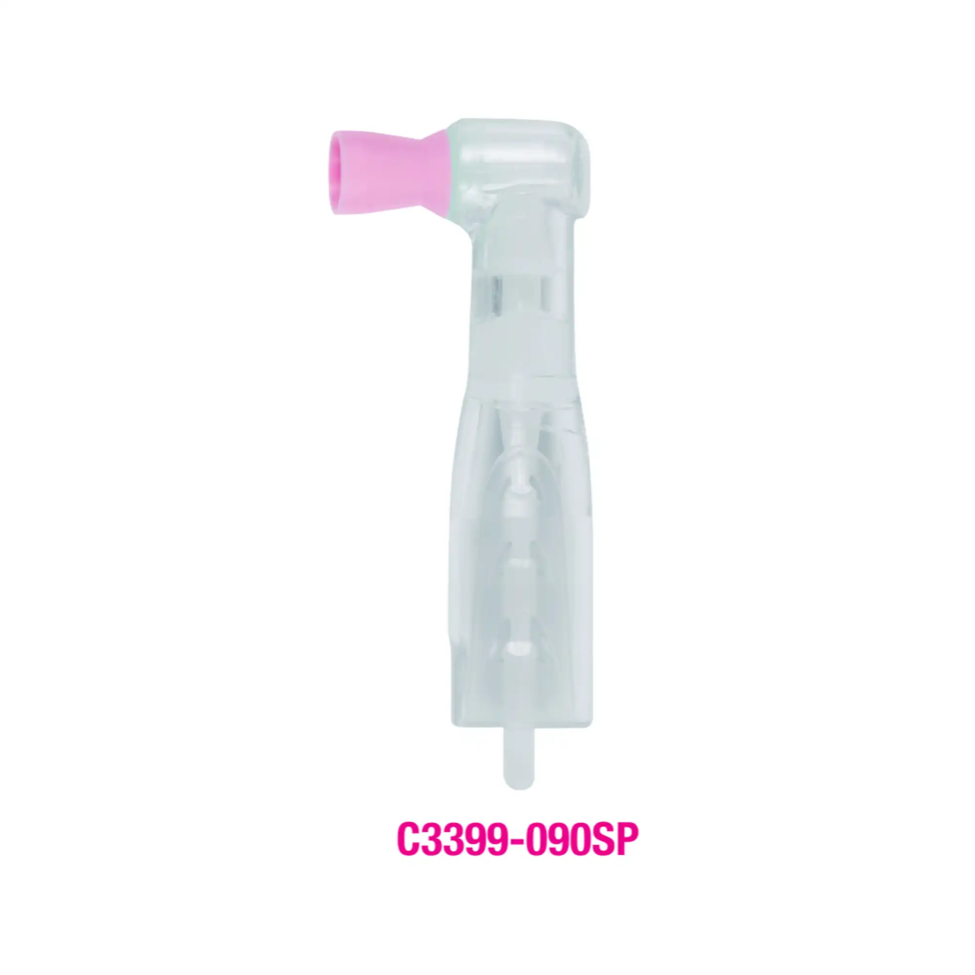 Premium Plus Clear Body Disposable Prophy Angle with Soft Short Pink Ribbed Cup, 100/Box, CS3399-090SP