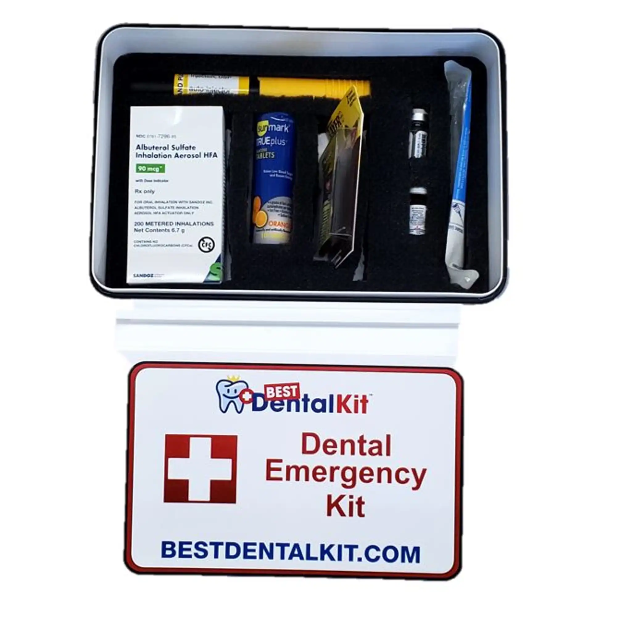 Best Dental Kit Basic Emergency Kit, DK0001 - Includes Epinephrine Pen, Diphenhydramine Injectable, Albuterol Inhaler, Glucose Tablets, Nitroglycerin Tablets, and Aspirin Tablets