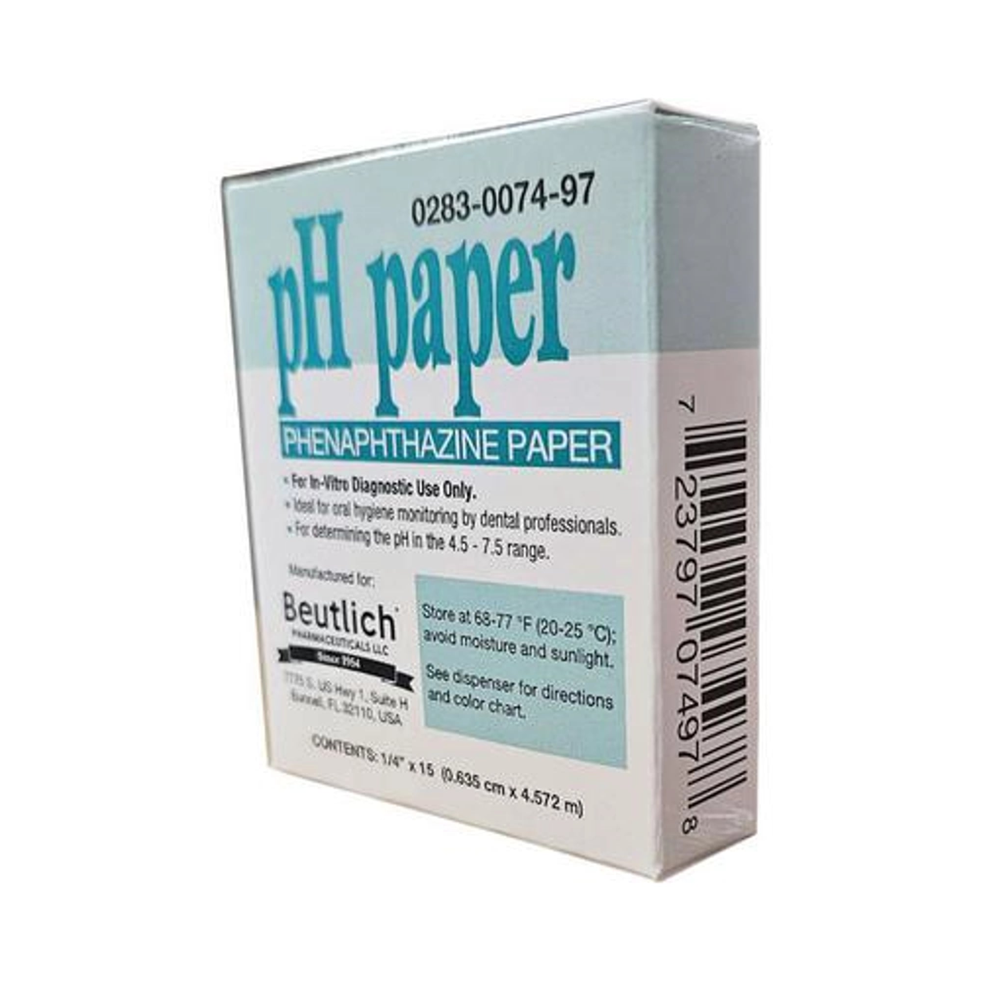 Beutlich pH Paper, 180' Roll, 0283-0074-97