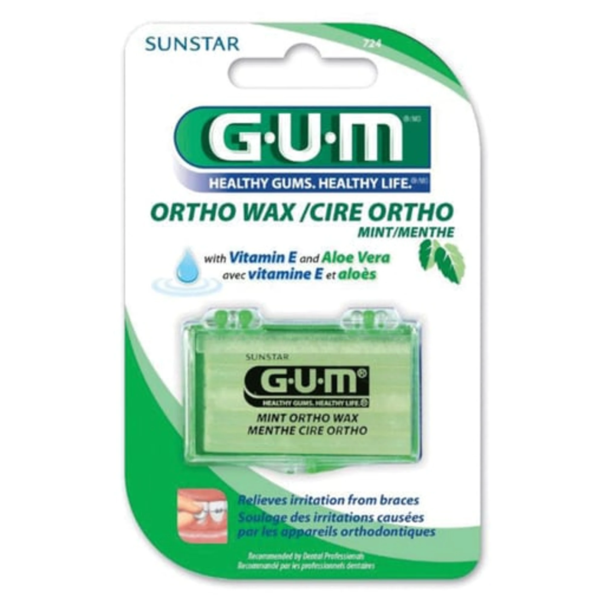 GUM Orthodontic Wax, Unflavored, 24/Bx, 723PC