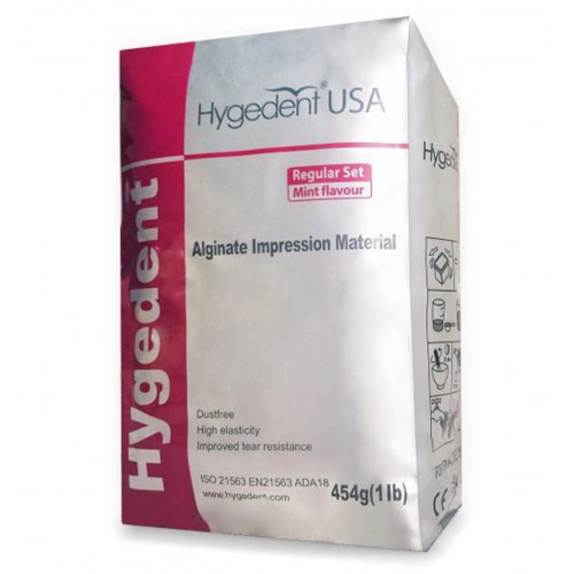 Hygedent Alginate Regular Set, Dust Free, Red Powder, Mint Flavored, 1 lb Bag, HD10000