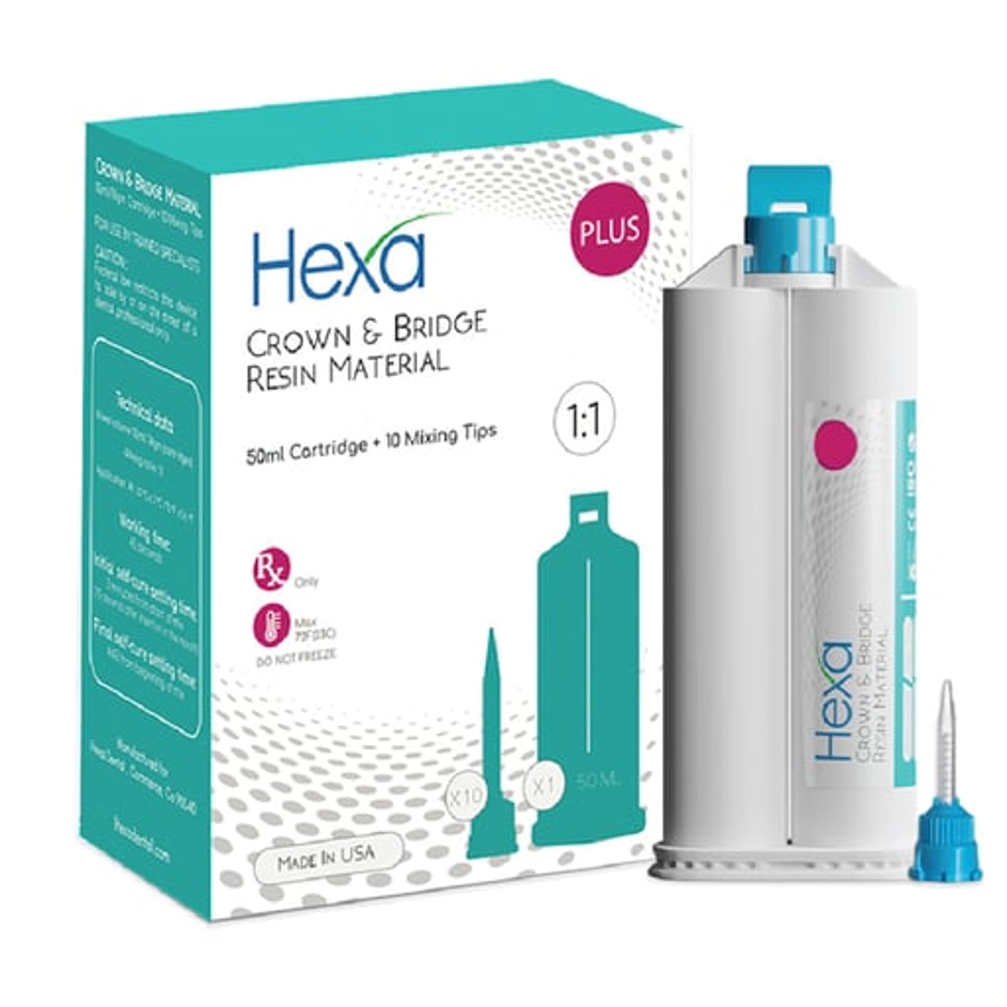 Hygedent Hexa Temp Crown & Bridge Resin Material, Self-Cure, 1:1 Ratio, Shade B1, 50 ml (76 g) Cartridge, HT-2005