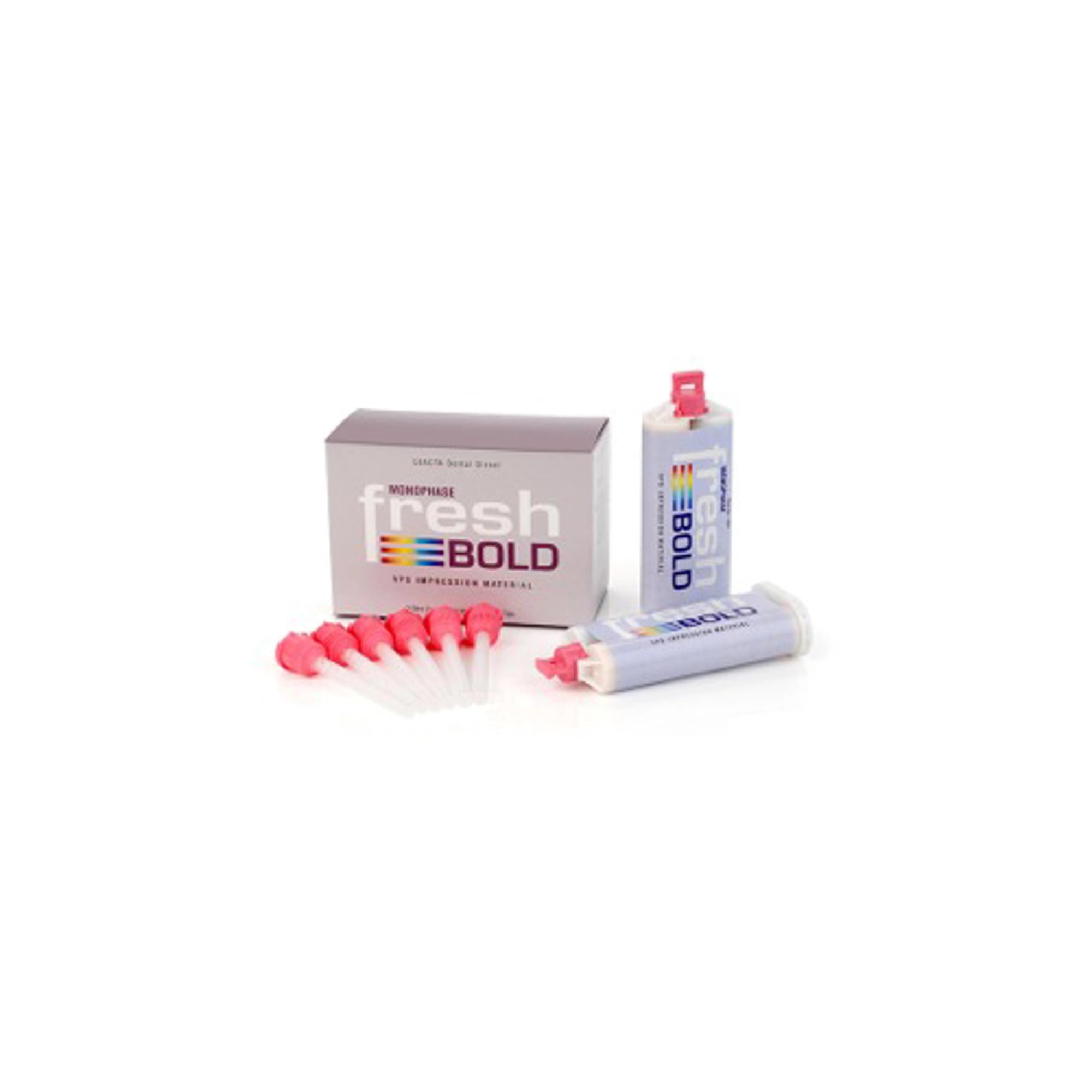 Exacta FRESH Bold Monophase Impression Material Kit, Fast Set (3:00 min), 2 x 50ml Cartridges with 6 Mixing Tips, 7496