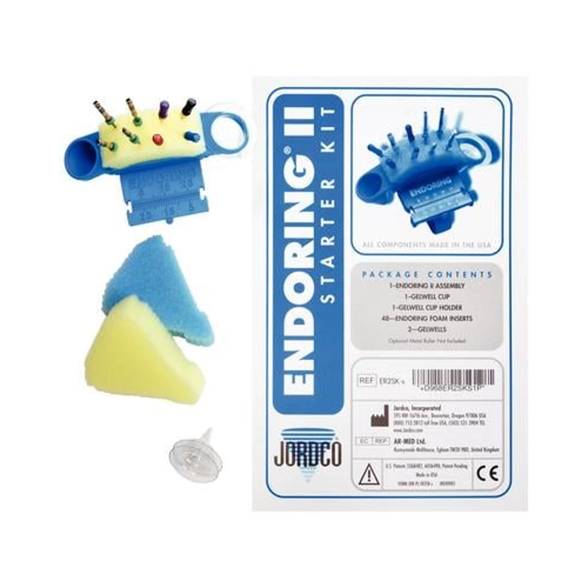 Jordco EndoRing II Assembly with Blue Ringset, e-Foam Insert Combo Pack (48 Inserts) and 2 Single-Use GelWells, ER2SK-s