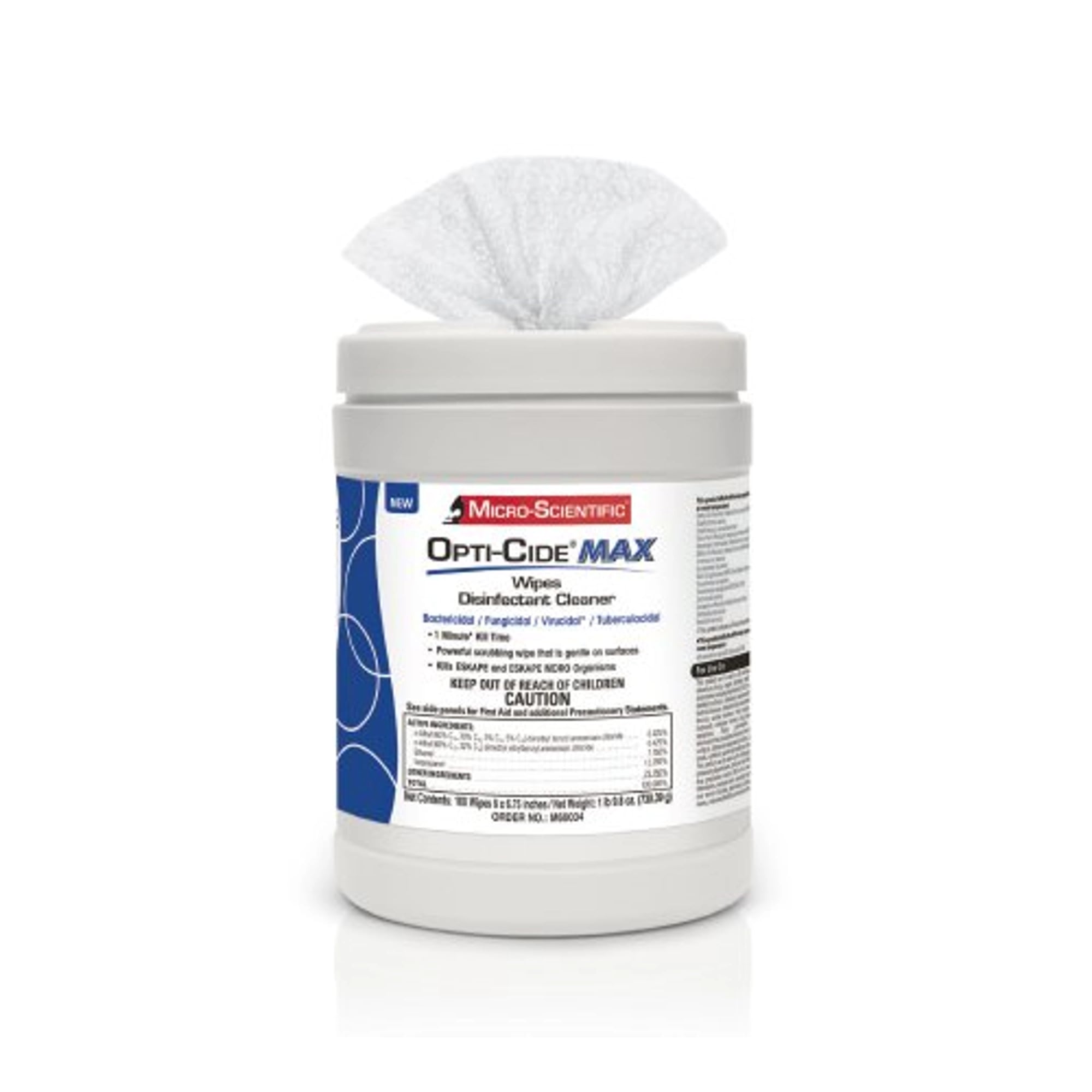 Opti-Cide Max Disinfectant Cleaner Wipes, 6" x 6.75", 160/Canister, M60034-12