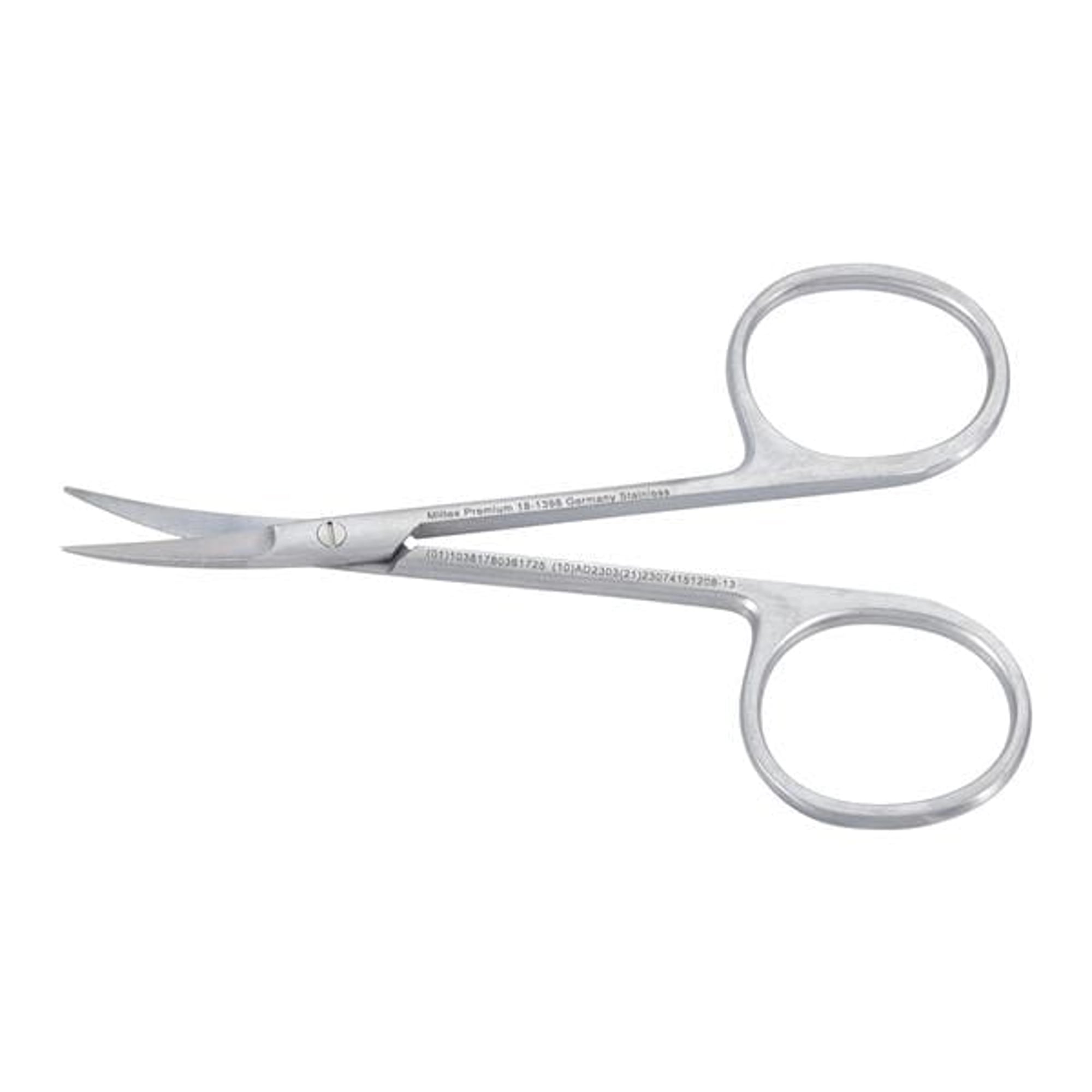 Miltex Instrument Iris Scissors, 3-3/8" Curved, 1" Delicate Blades, Stainless Steel, 18-1398