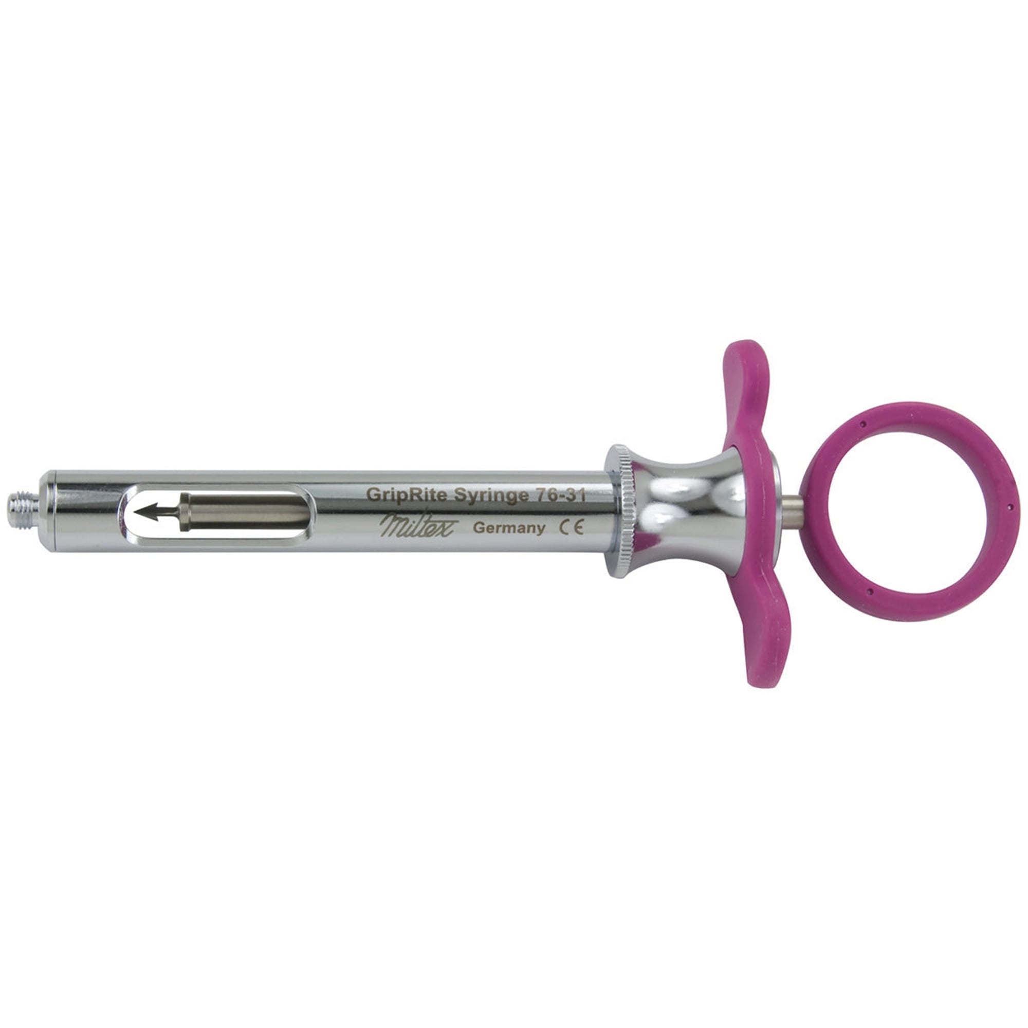 Miltex Instrument Aspirating Syringe, 1.8cc, Clockwise, Pink Handle, 76-31