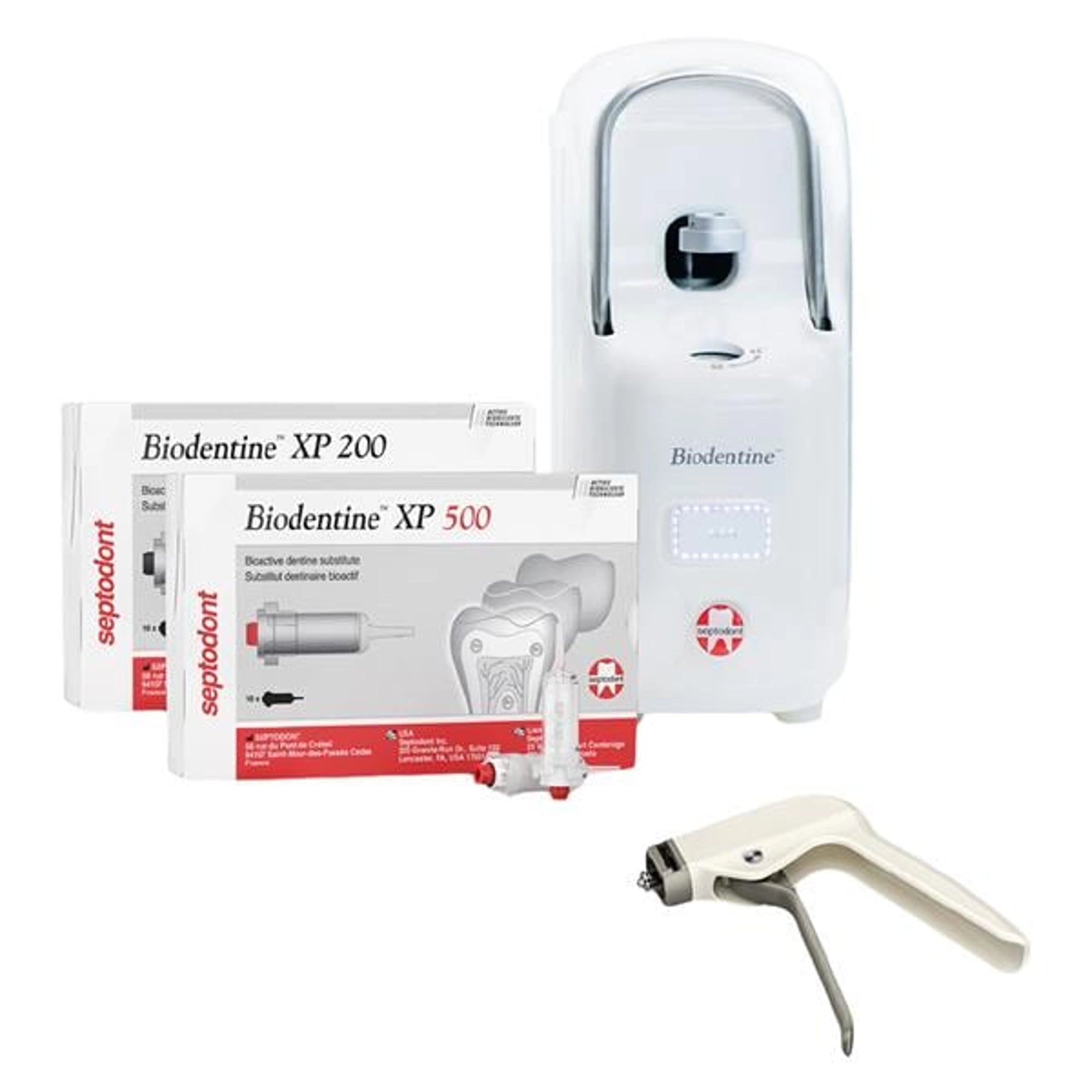 Septodont Biodentine XP Starter Pack, Includes (1) Biodentine XP 200 Cartridge, (1) Biodentine XP 500 Cartridge, (1) Biodentine XP Mixer, (1) Biodentine XP Applicator Gun, 01C0700