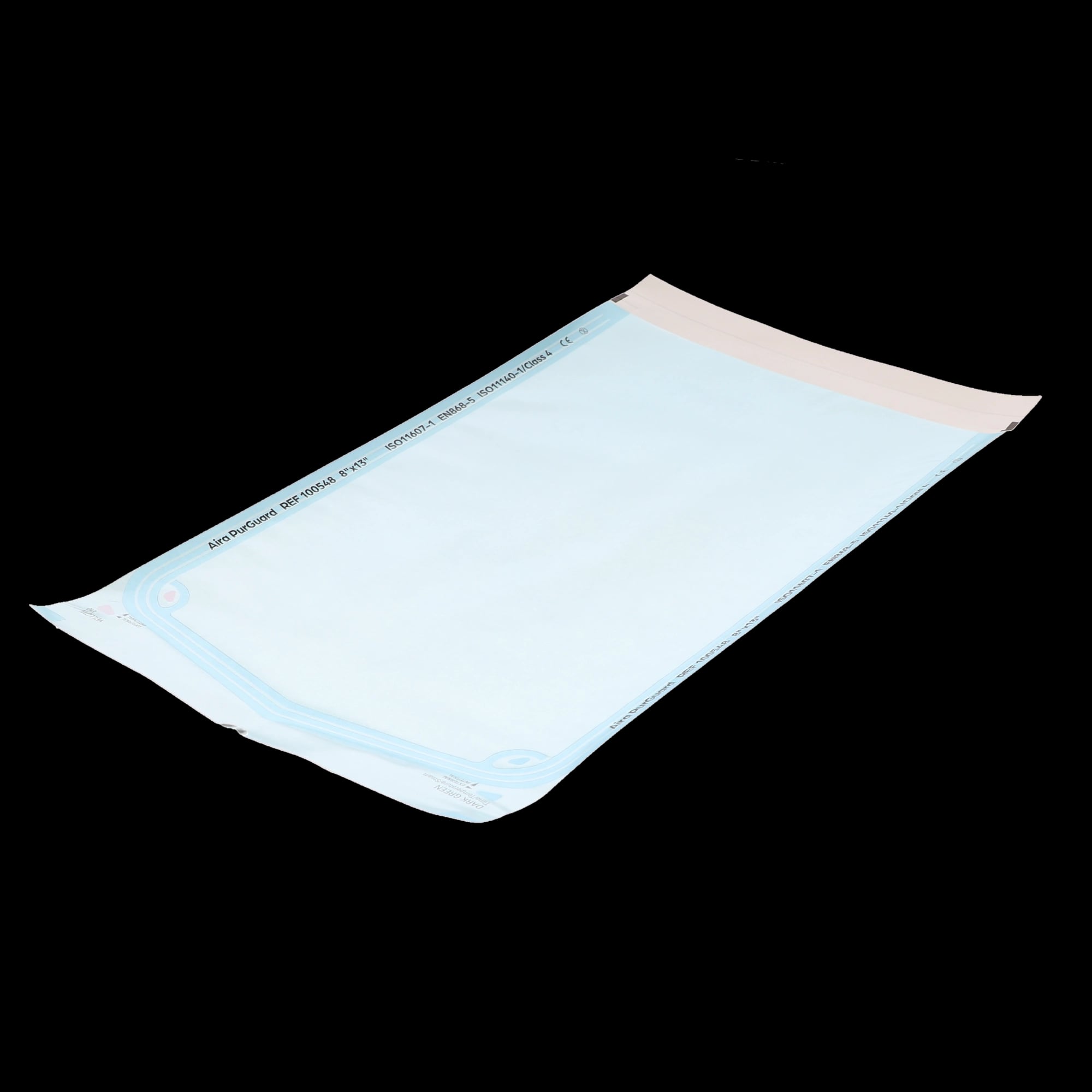 Aira Self-Sealing Sterilization Pouches, Class 4, Blue Film, 8" x 13", 200/Box, 100548