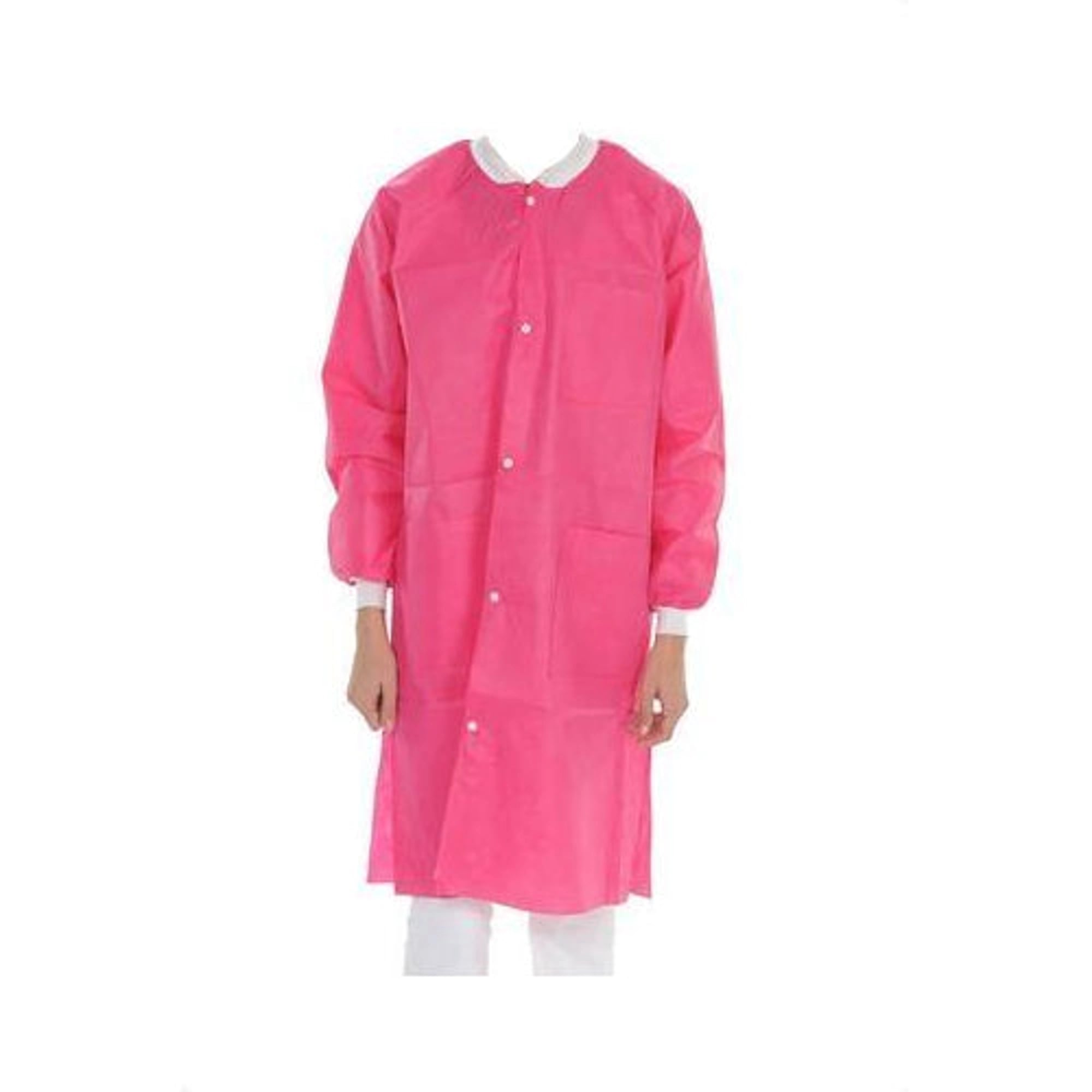 ValuMax ExtraSafe Lab Coat, Hot Pink, 3X-Large, Knee-Length, 3-Layer SMS, Snap Front, Knit Cuffs & Collar, 10/Pk, 3660HP3XL