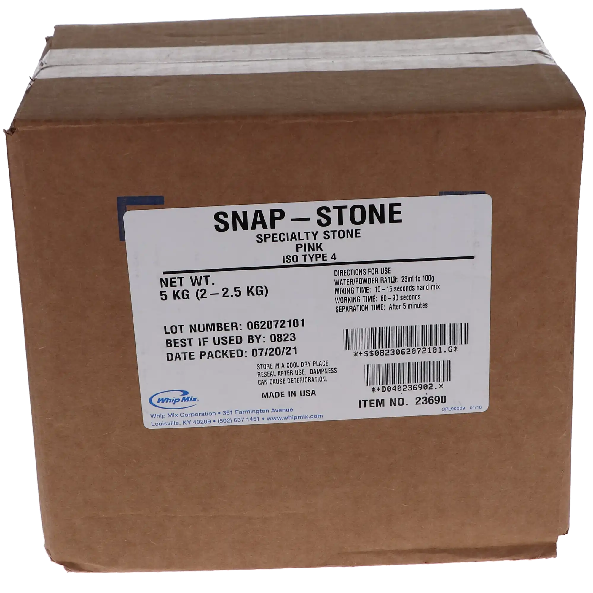 Whip Mix Snap-Stone Type IV Dental Stone, Fast-Setting, Pink, 11 lb (5 kg), 23690