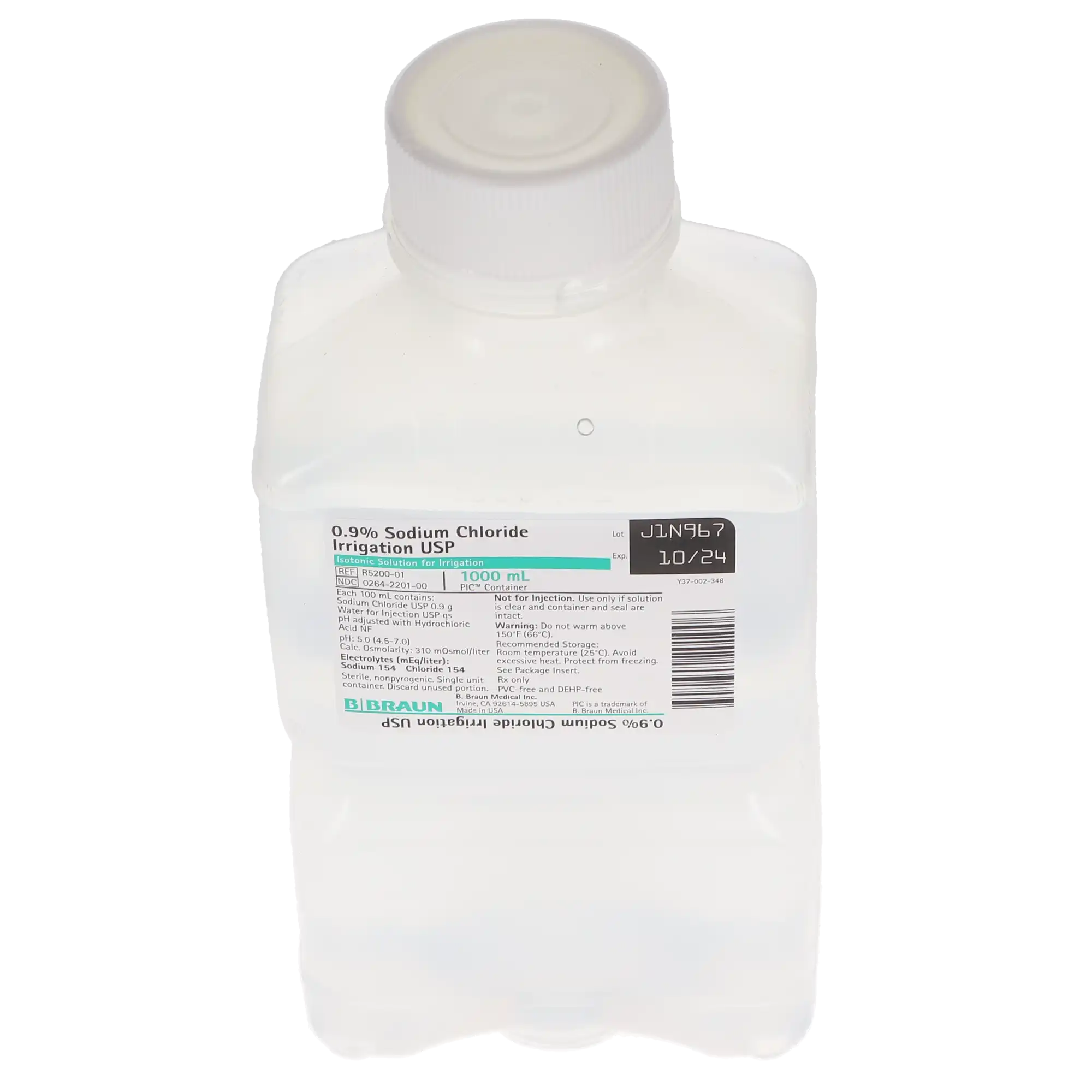 B. Braun 0.9% Sodium Chloride Irrigation USP, 1000 mL Pour Bottle, 1/Pk, R5200-01