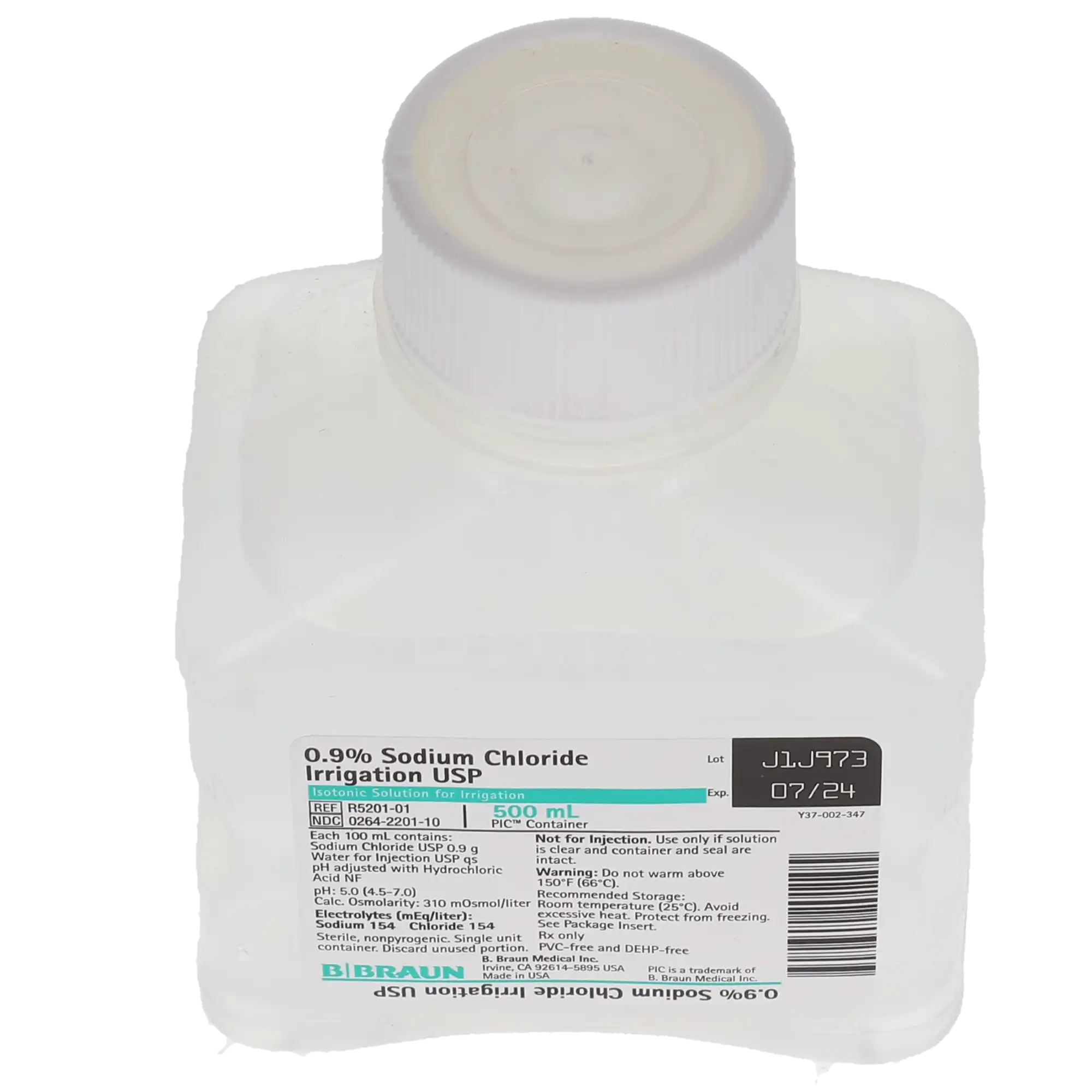 B. Braun 0.9% Sodium Chloride Irrigation USP, 500 mL PIC Pour Bottle, R5201-01