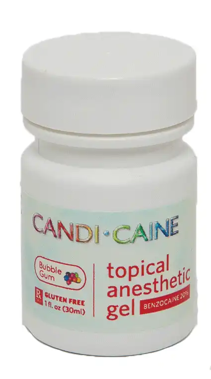 Candi-Caine Topical Anesthetic Gel, 20% Benzocaine, 1 oz Jar, Bubble Gum, 1/Pk
