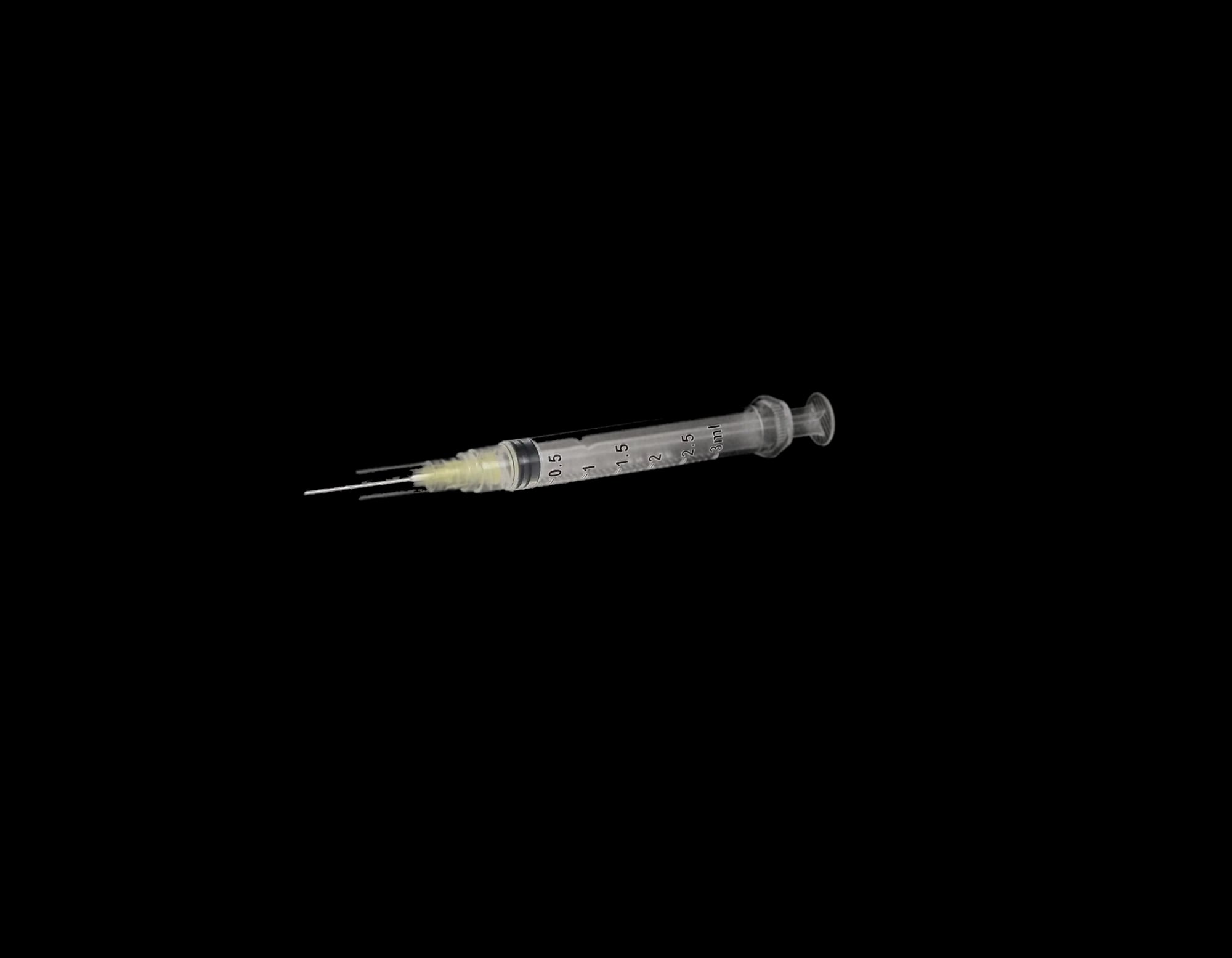 3D Dental Endo Irrigation Syringe with Half Cut Needle, 3 cc, 27 Gauge, Yellow, 100/Pk, EN27H
