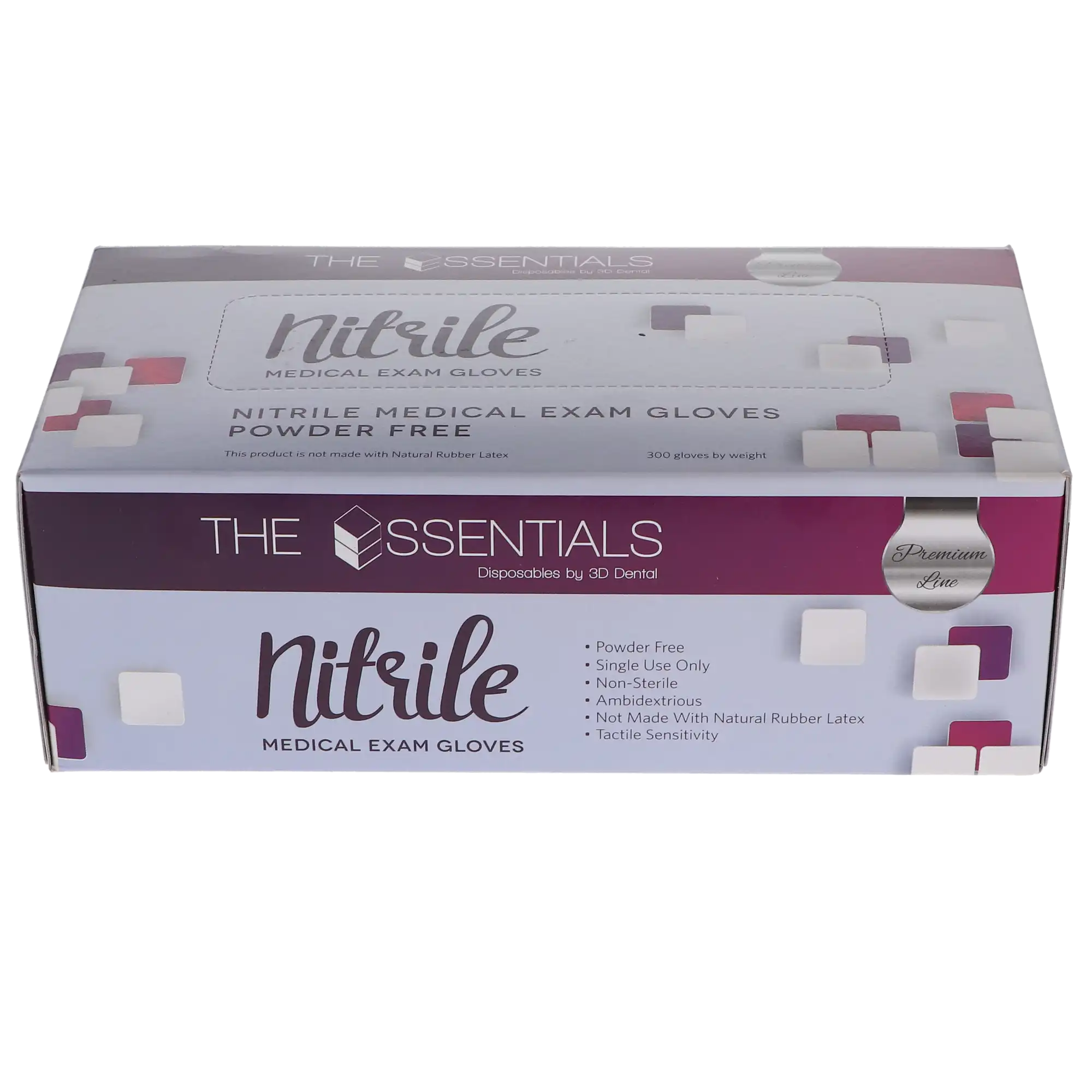 3D Dental Essentials Nitrile Exam Gloves, Powder-Free, Latex-Free, Non-Sterile, Extra Small, Blue, 300/Box, NG300-XS