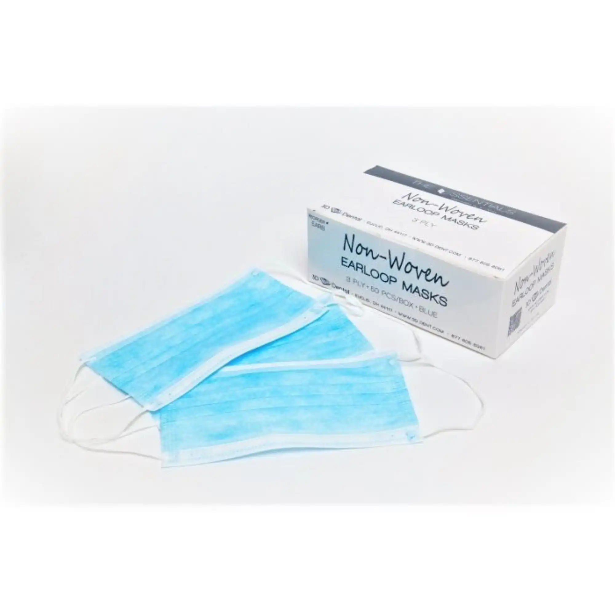 Essentials ASTM Level 1 Earloop Face Masks, Blue, Latex-Free, Fluid Resistant, 50/Box, EARB