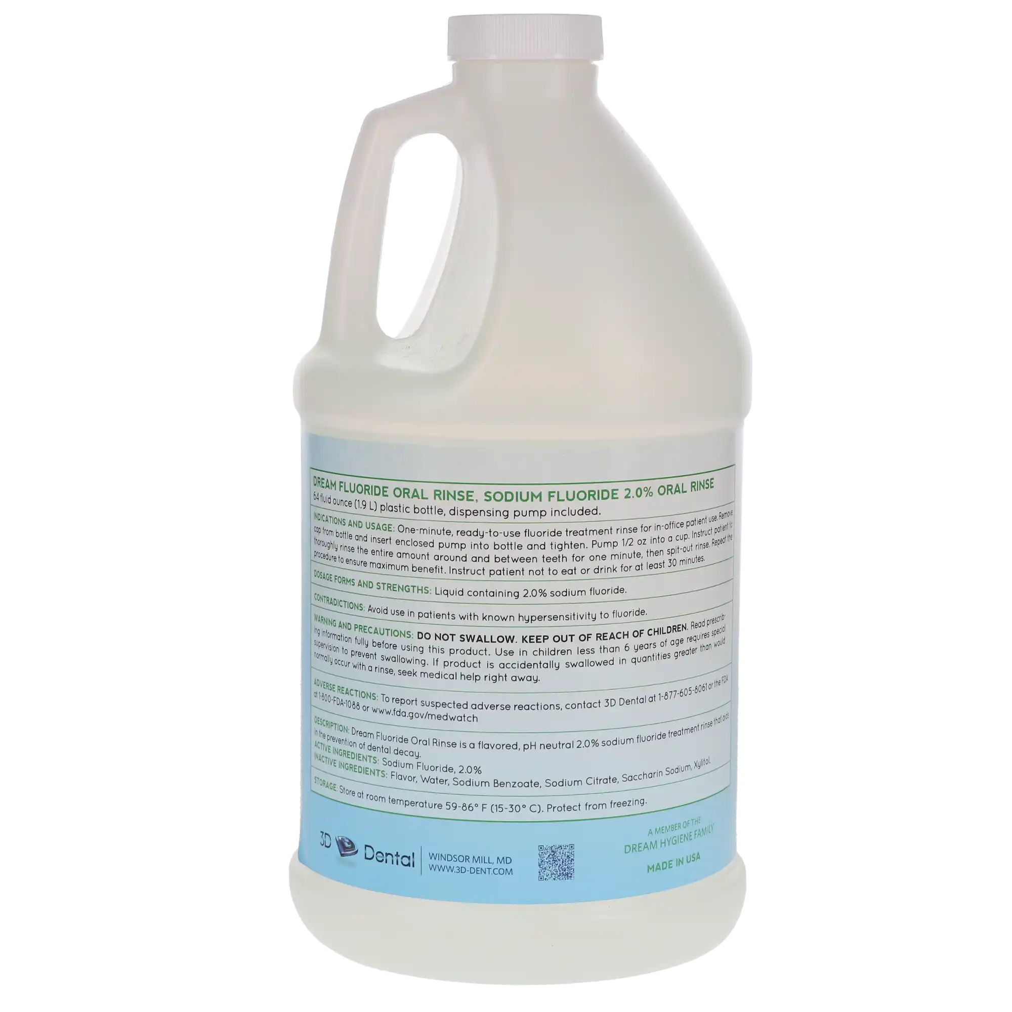 Dream Fluoride Oral Rinse, 2% Neutral Sodium Fluoride, 64 oz, Fruit Punch, 1/Pk, FOR-FP