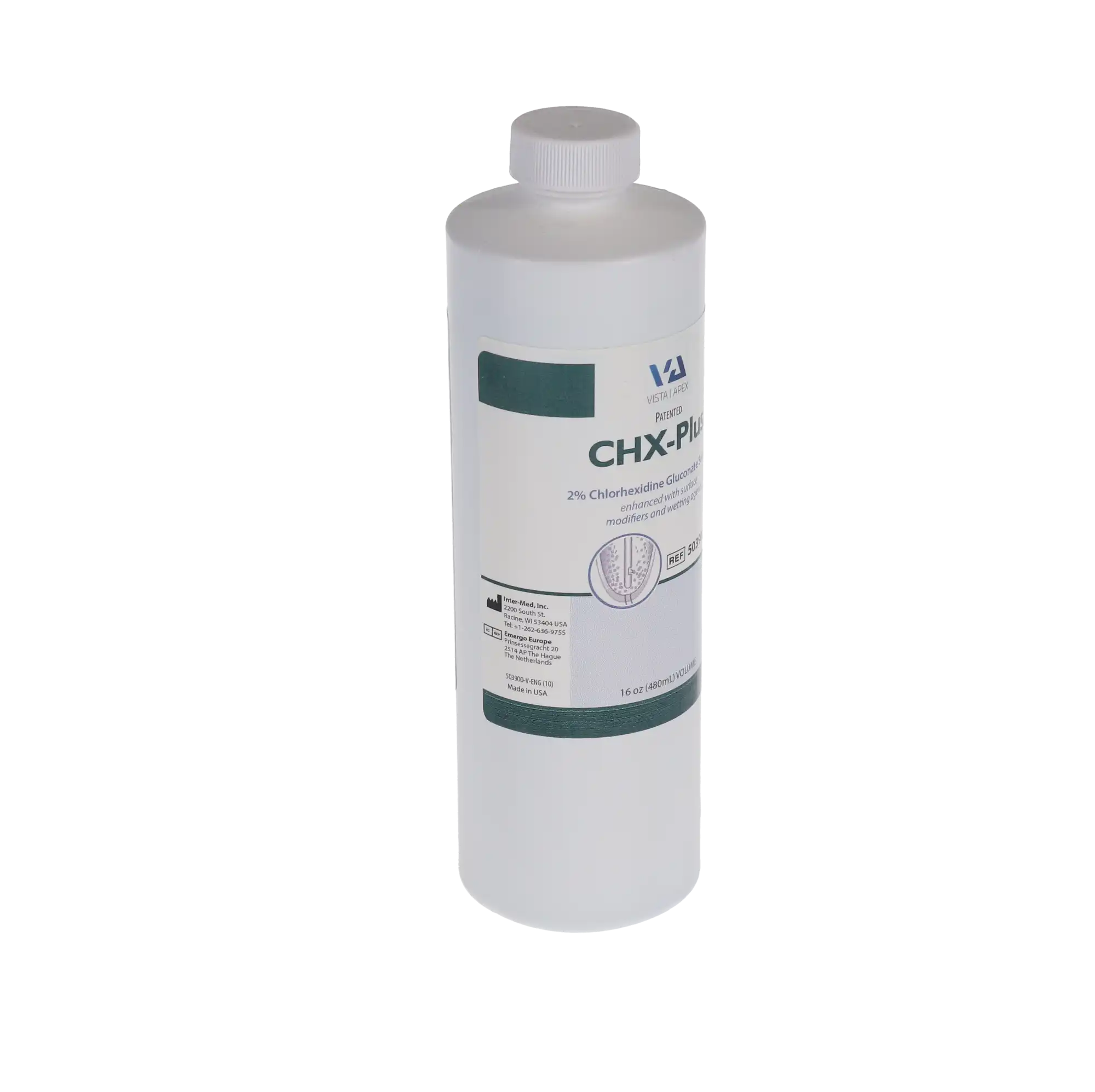Vista Apex CHX-Plus Irrigant, 2% Chlorhexidine Gluconate, 16 oz Bottle, 1/Pk, 503900