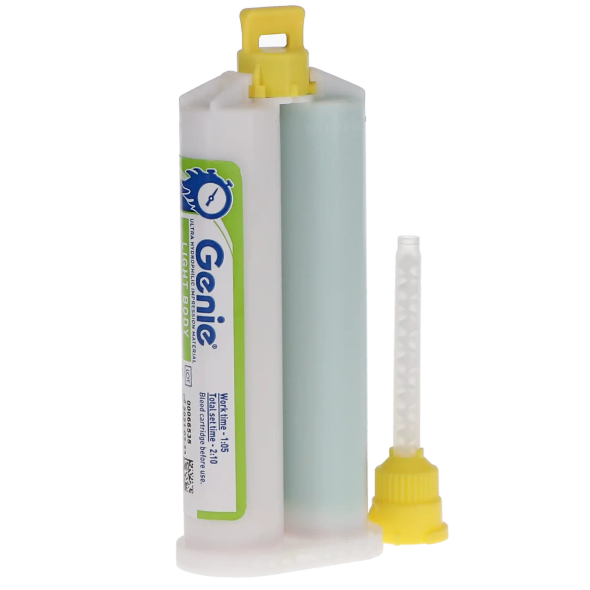 Genie VPS Impression Material, Light Body, Rapid Set, Berry Flavor, Green, 2 x 50 ml Cartridges with Tips, 77610
