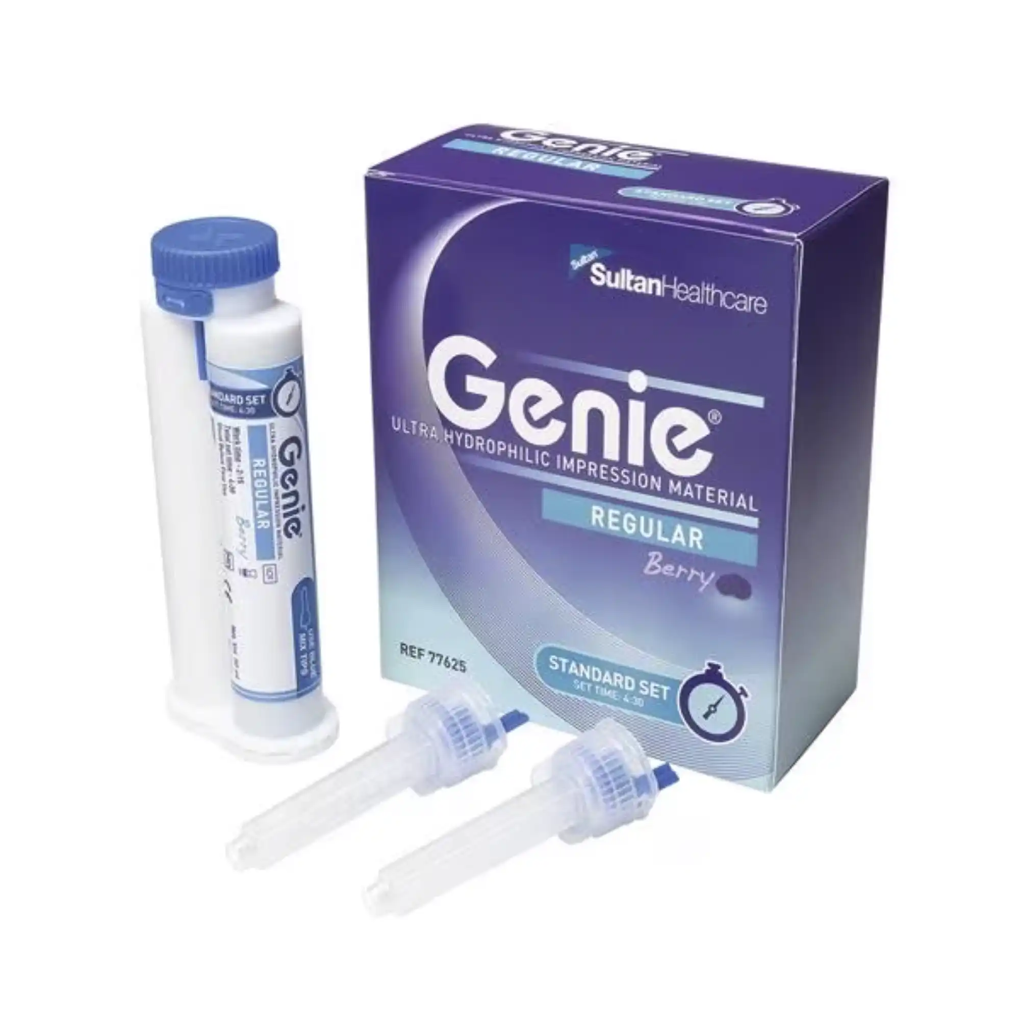 Genie VPS Impression Material, Regular Body, Standard Set, Berry Flavor, 2 x 50 ml Cartridges with Mixing Tips, 77625