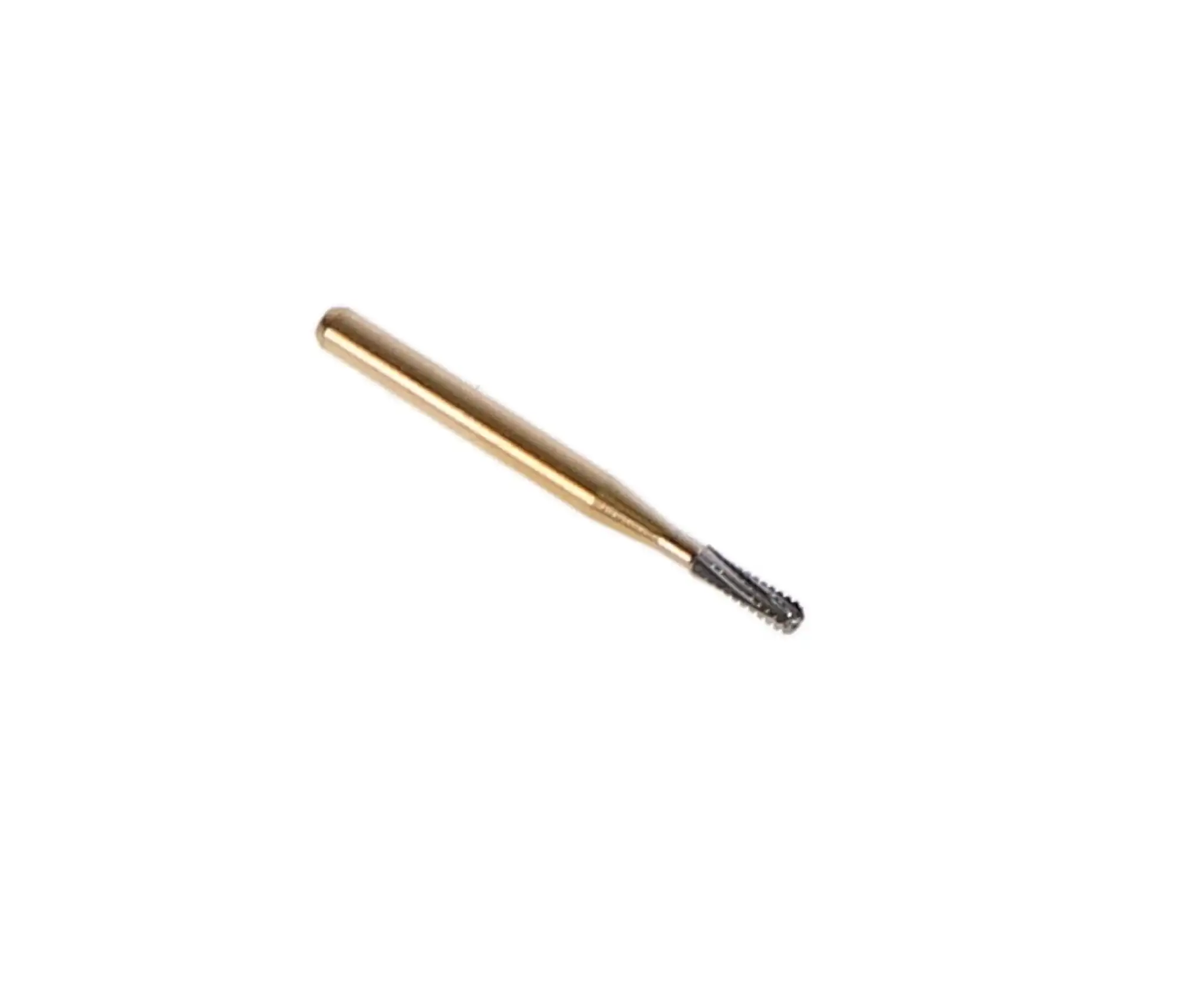 Great White Gold Series Carbide Burs, FG, Straight Fissure Round End Cross Cut, #GW2 (1558), 1.2 mm Head Diameter, 100/Pk, 13095