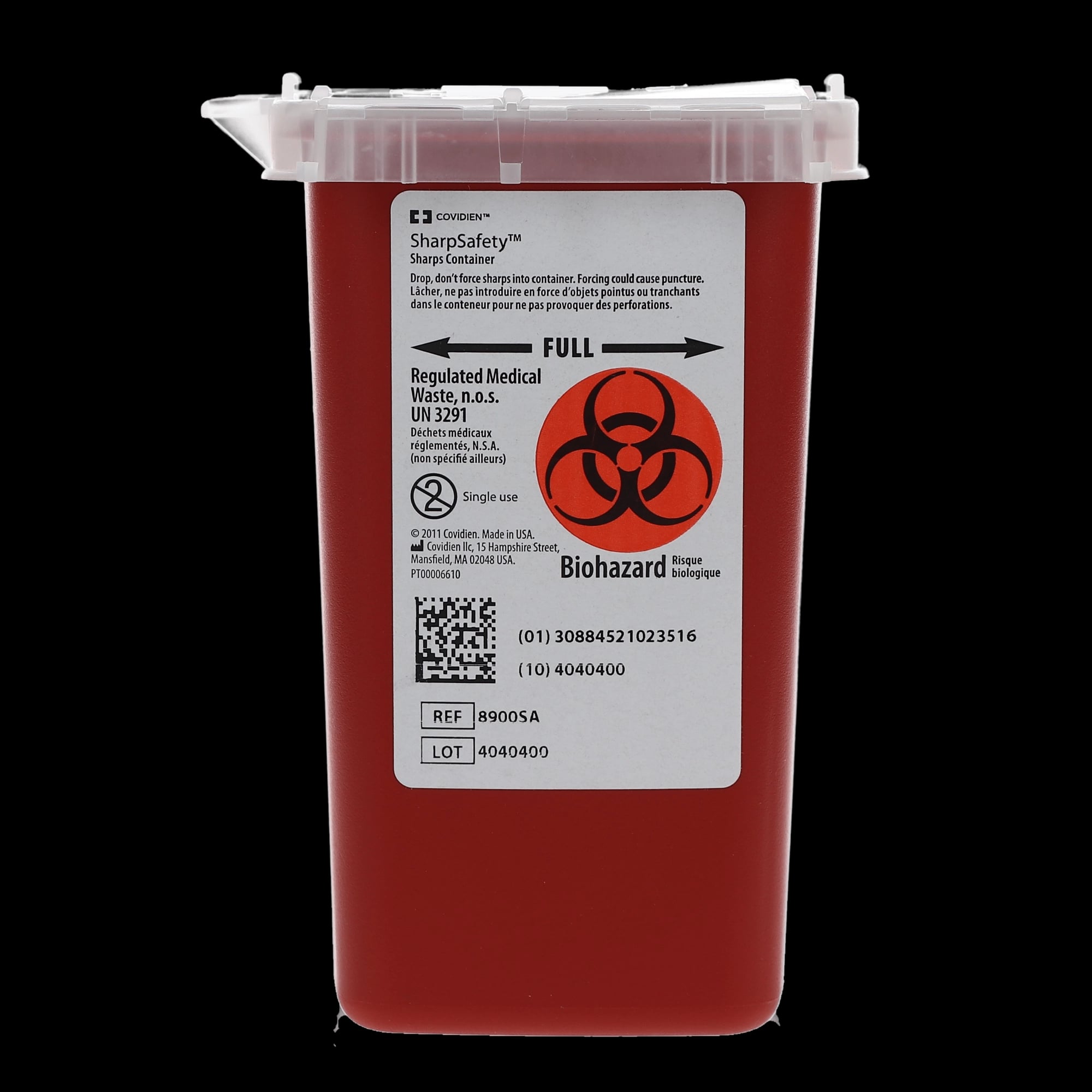 SharpSafety Phlebotomy Sharps Container, 1 Quart, Red, 8900SA