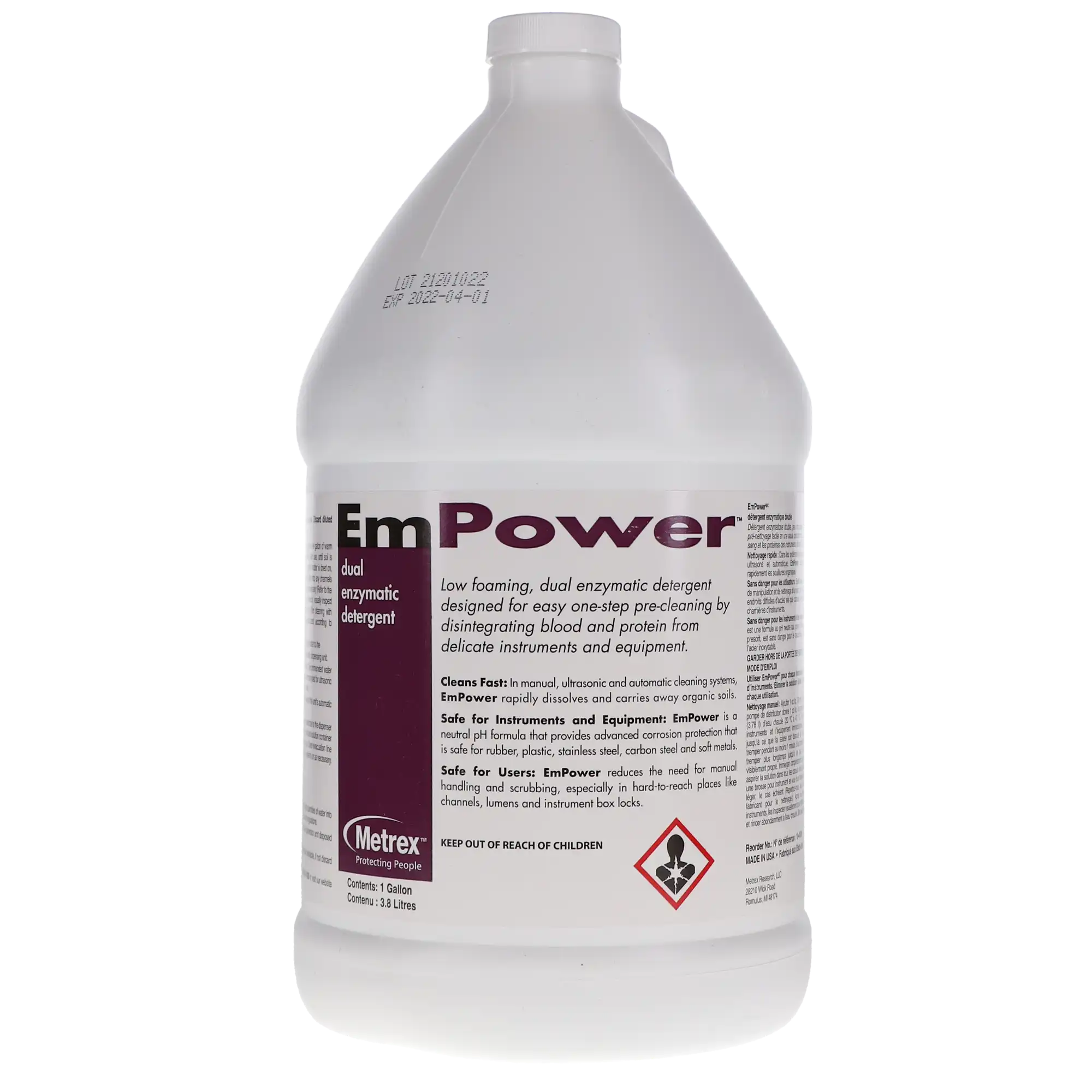 Metrex EmPower Dual Enzyme Detergent, 1 Gallon, Ocean Breeze, 1/Pk, 10-4100