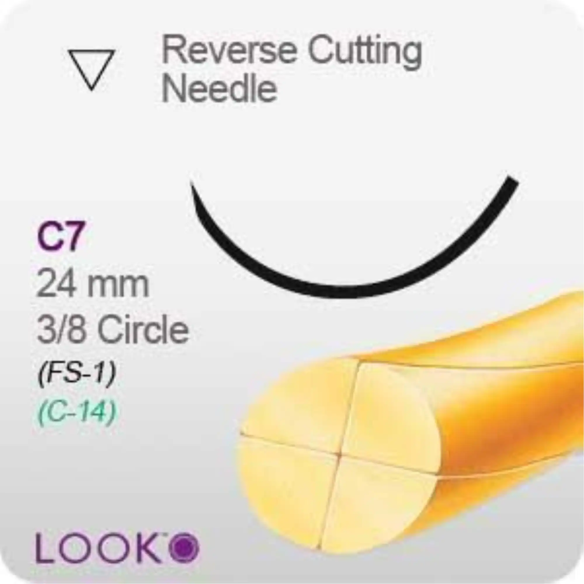 LOOK™ Chromic Gut Surgical Suture, 5-0, 18" (45 cm), C-17 Reverse Cutting Needle, 3/8 Circle, 12/Pk, 563B