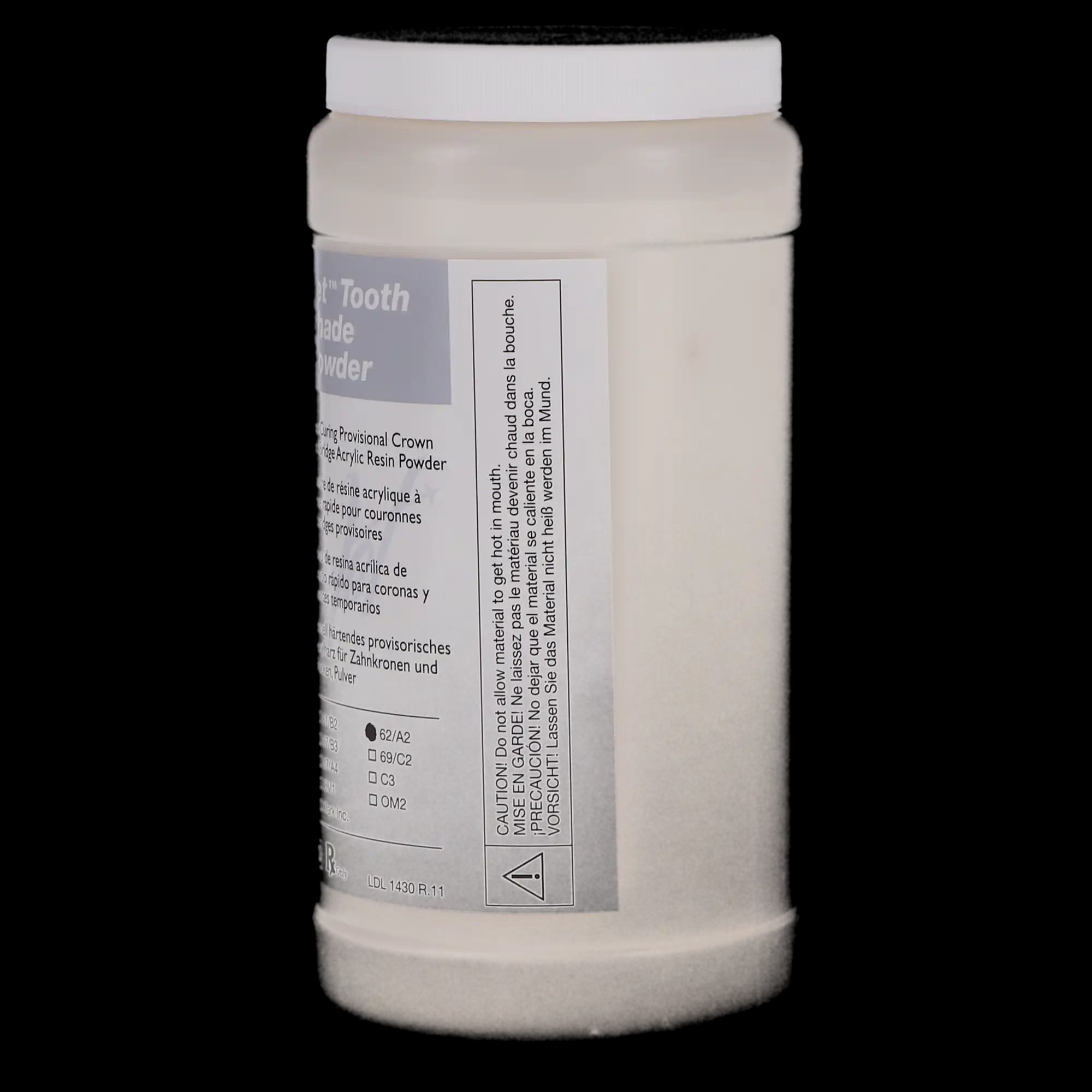 Jet Tooth Shade Self-Curing Acrylic Resin Powder, Shade 62/A2, 16 oz (454 g), 1430-62