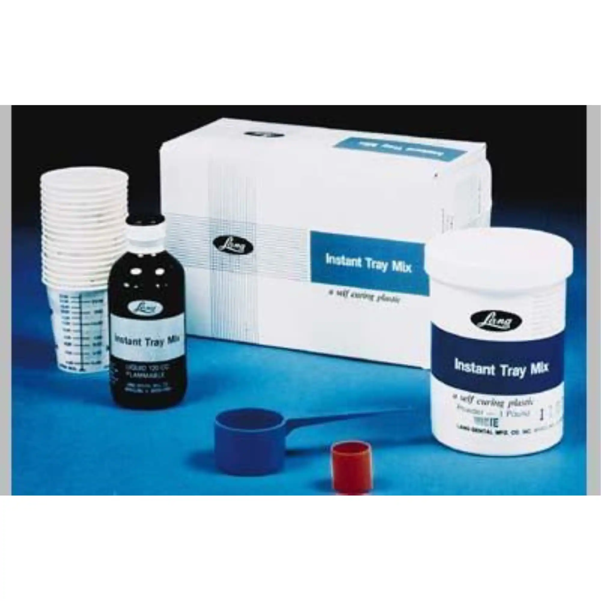 Lang Dental Instant Tray Mix Self-Curing Custom Tray Acrylic Resin, Blue, 600 g Powder & 236 mL Liquid