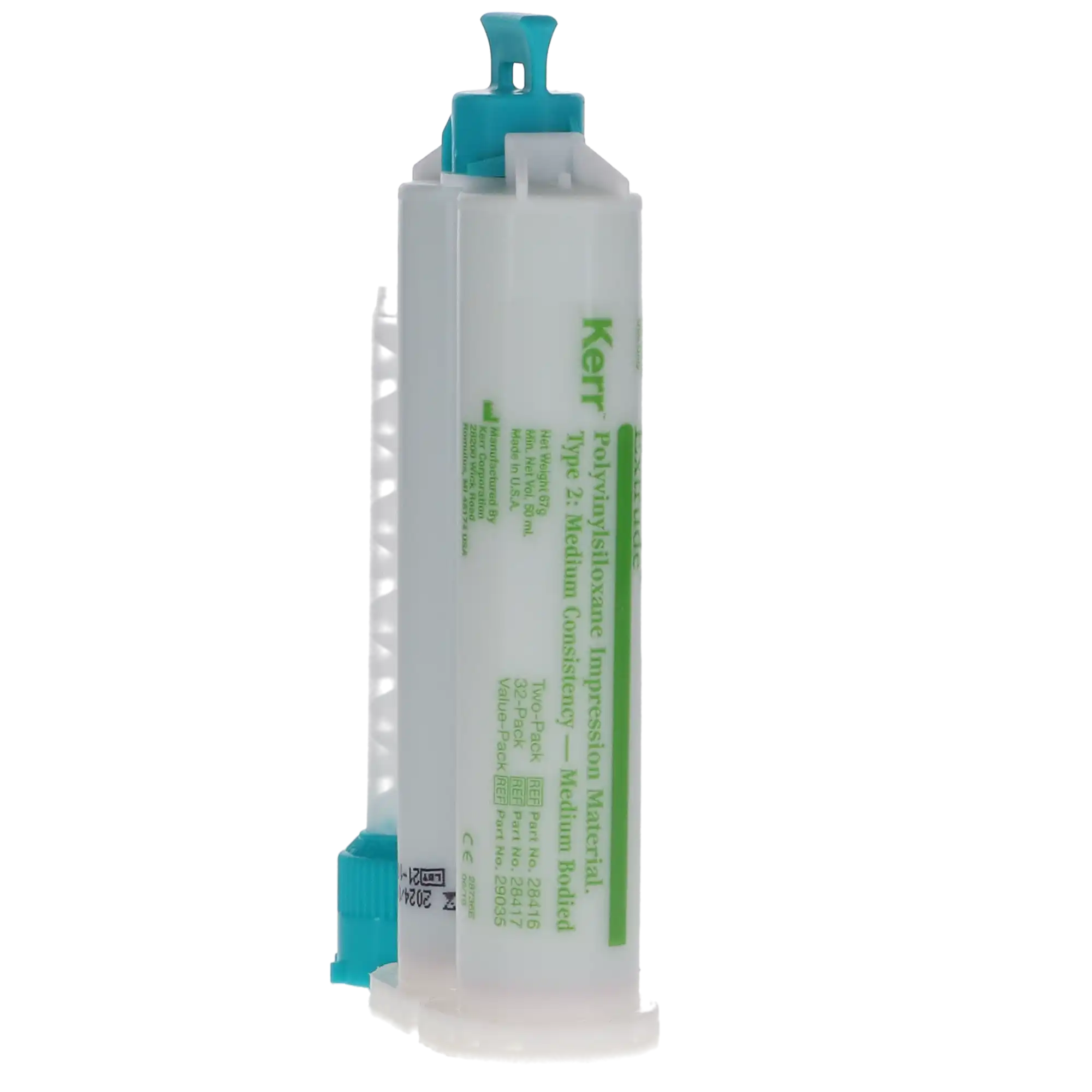 Kerr Extrude VPS Impression Material, Medium Body, Green, 50 ml Cartridges, 8-Cartridge Pack, 28416