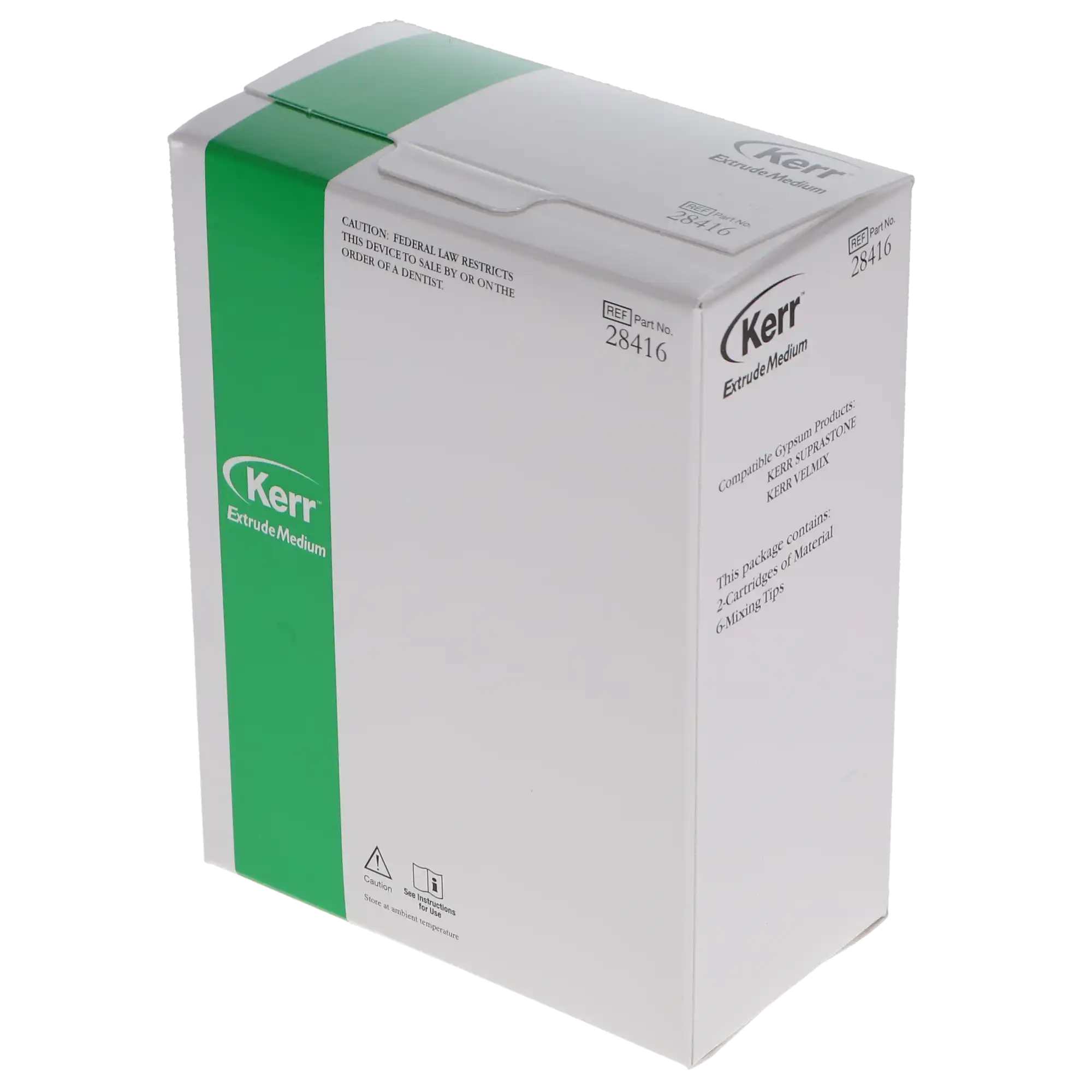 Kerr Extrude Medium Body VPS Impression Material, 50 ml Cartridges, Green, Regular Set, 32/Pk, 28417