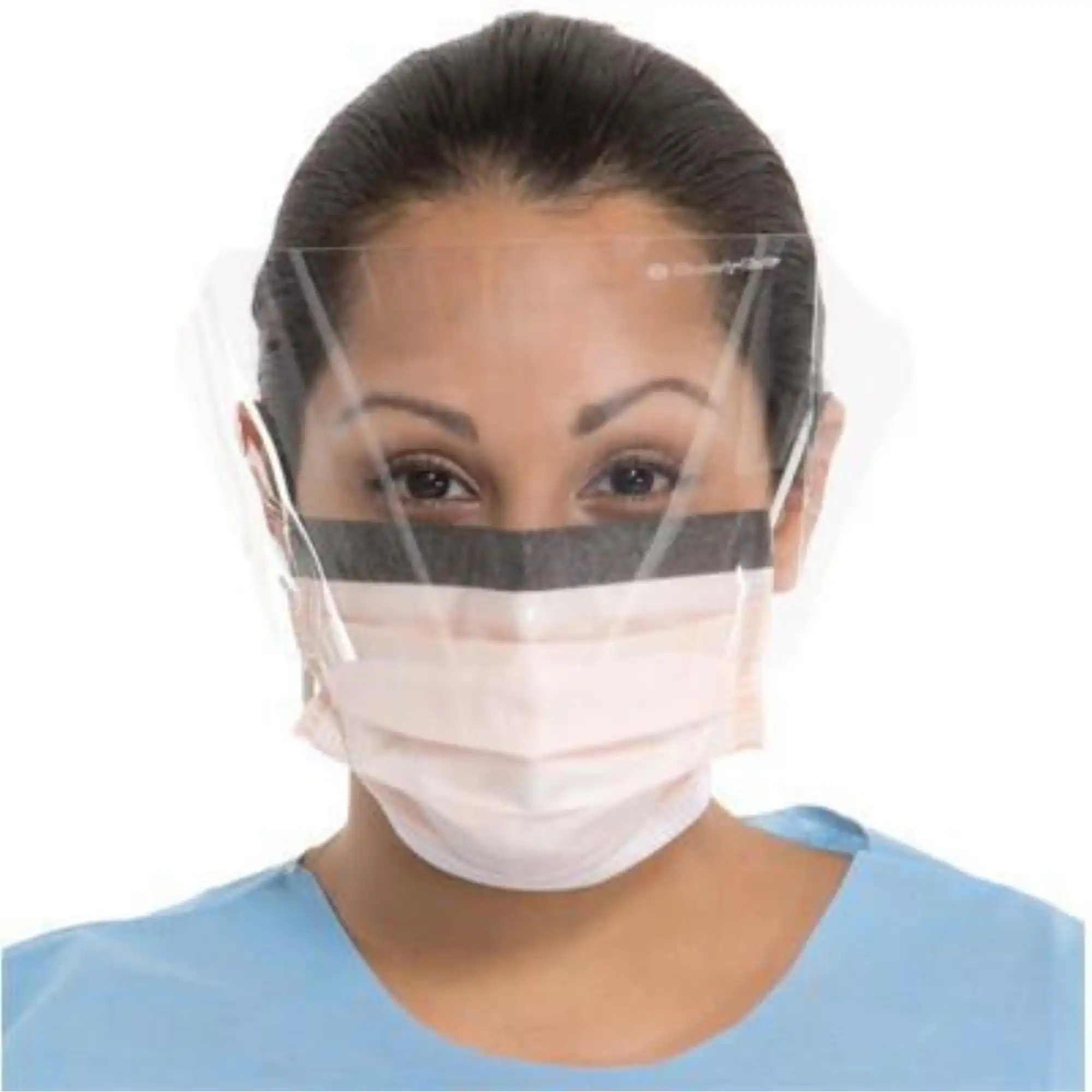 Halyard Fluidshield Procedure Mask, ASTM Level 3, Earloop, with Wraparound Splashguard Visor, Orange, 25/Box, 47147