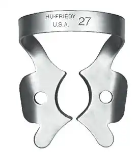 Hu-Friedy Satin Steel Rubber Dam Clamp, #27, Winged, Large Molars, 1 Each, RDCM27