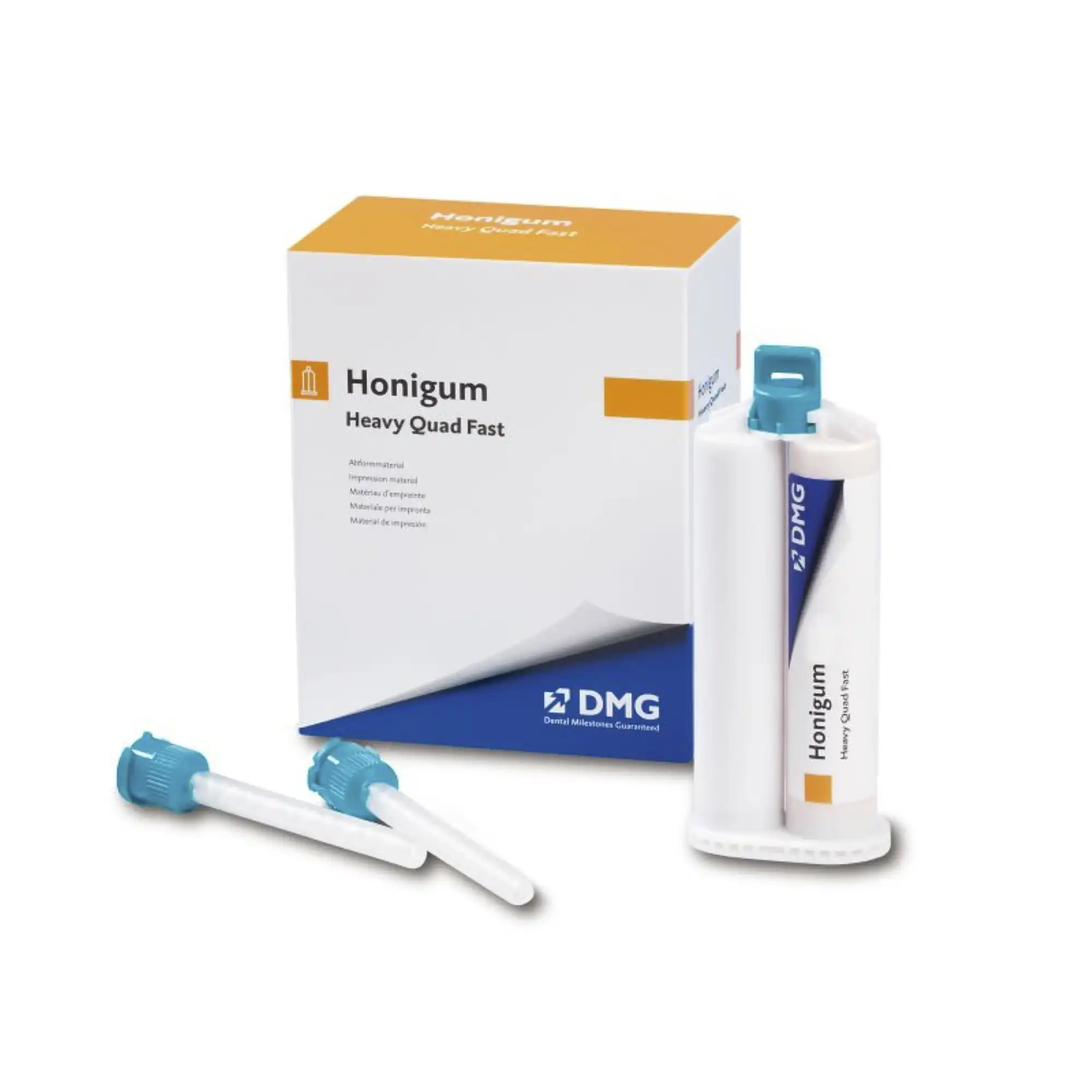 Honigum Automix VPS Impression Material, Heavy Body, Quad Fast Set, 50 ml Cartridges, Honey/Teal, 4/Pk, 999838