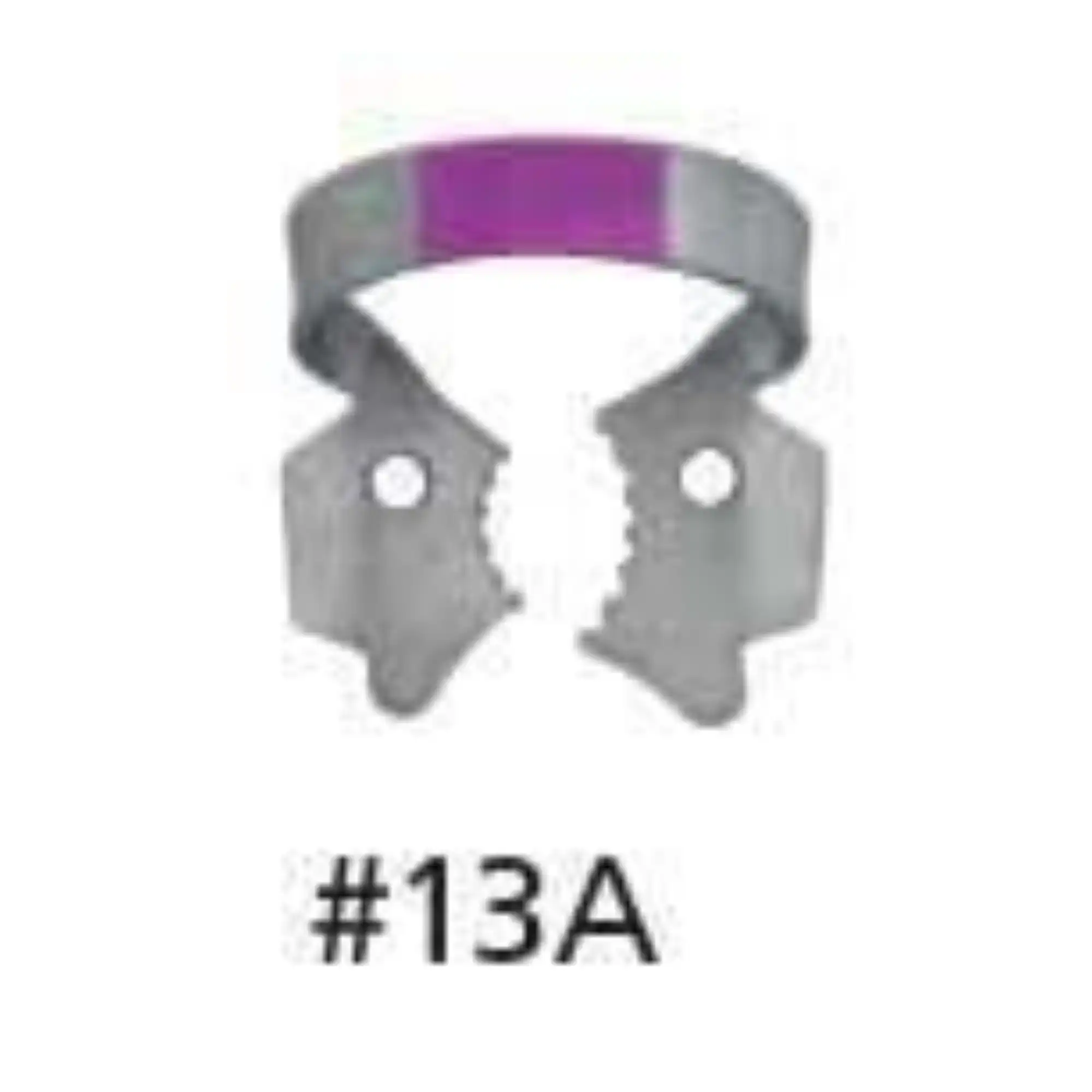 Hygenic Fiesta Color-Coded Rubber Dam Clamp, #13A, Winged, Serrated Jaw, Upper Right Molars, Purple, 1 Each, H09964