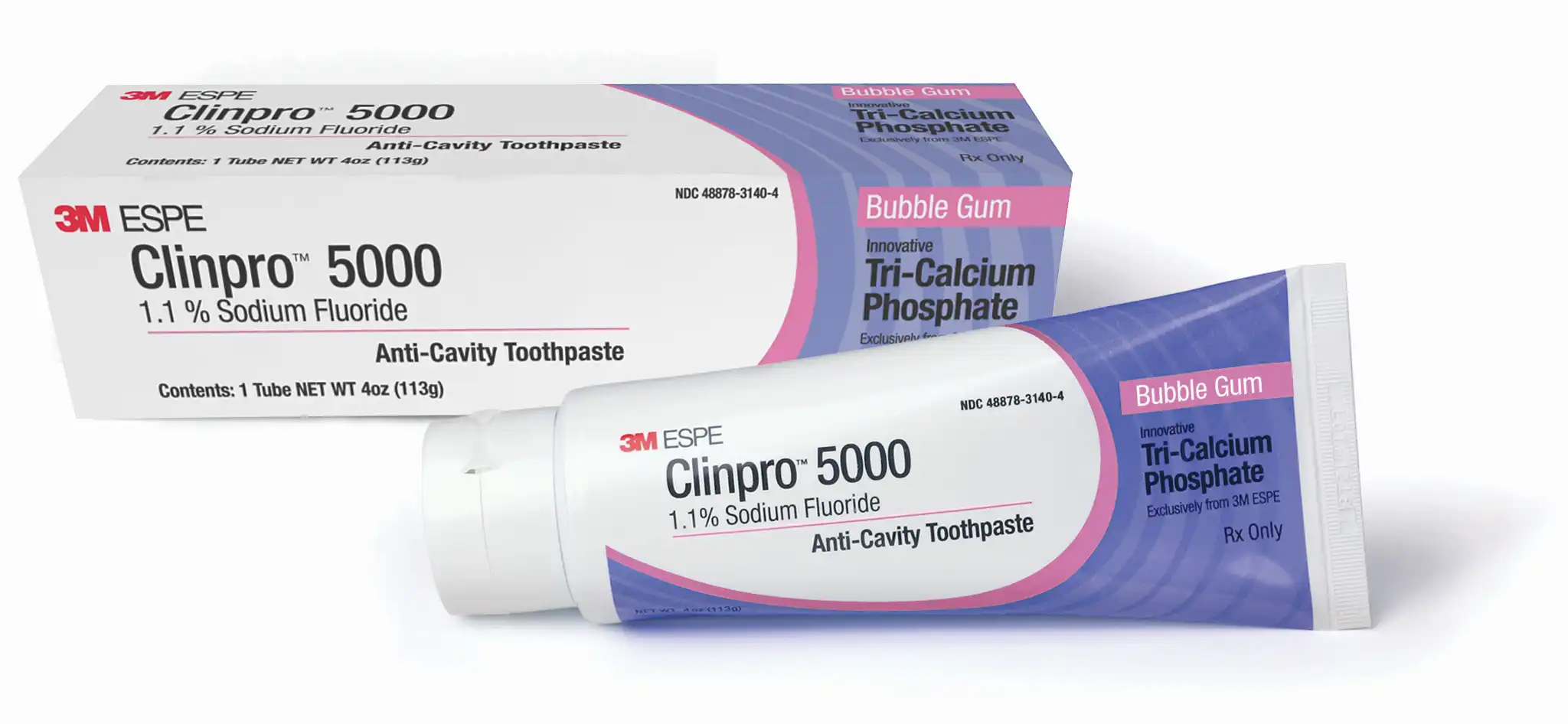 3M Clinpro 5000 1.1% Sodium Fluoride Anti-Cavity Toothpaste, Bubblegum, 4 oz Tube, Rx Only, 12115BG