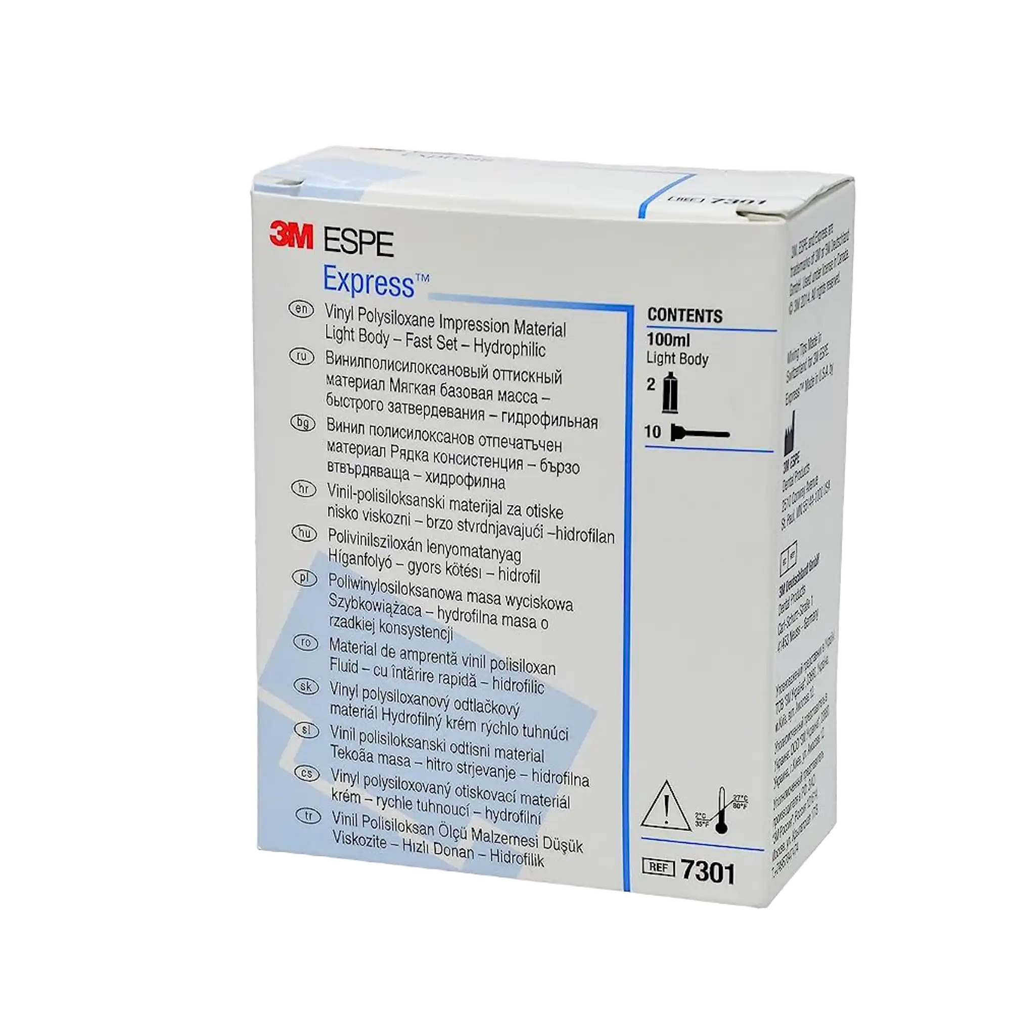 Express VPS Impression Material, Cartridge Refill Pack, Light Body, Fast Set, 50 ml, Blue, 2/Pk, 7301H